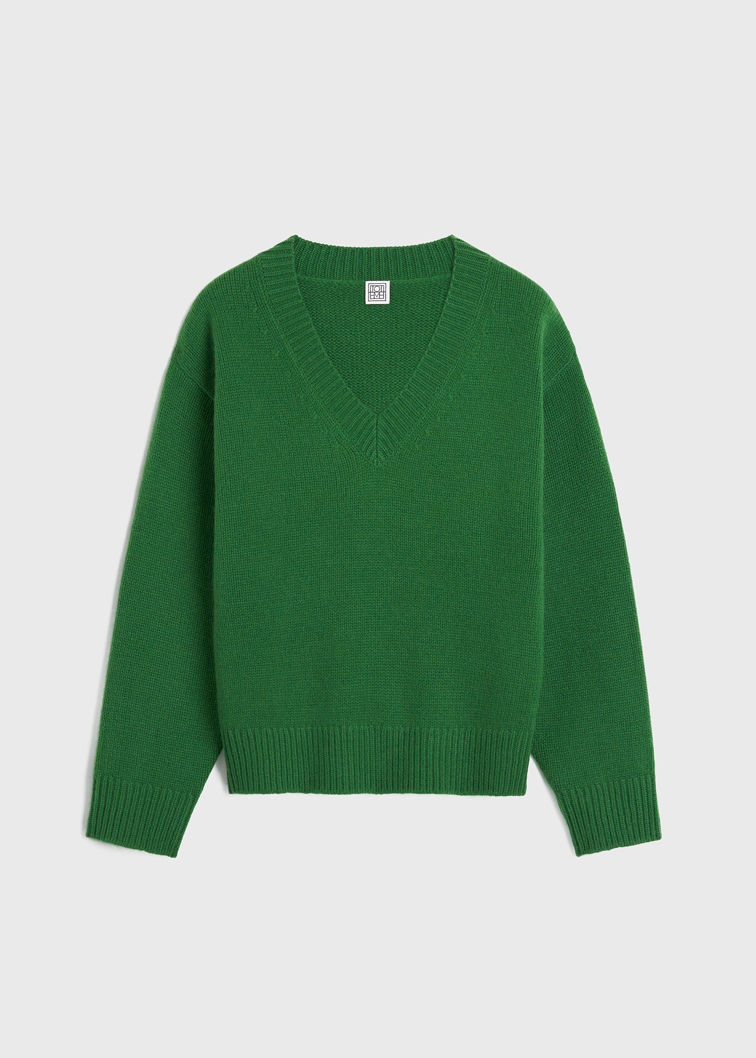 V-neck wool cashmere knit pine - 1