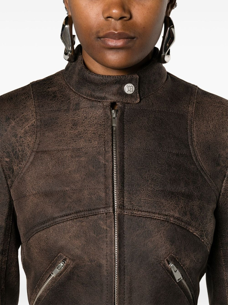 cracked cropped faux-leather jacket 5