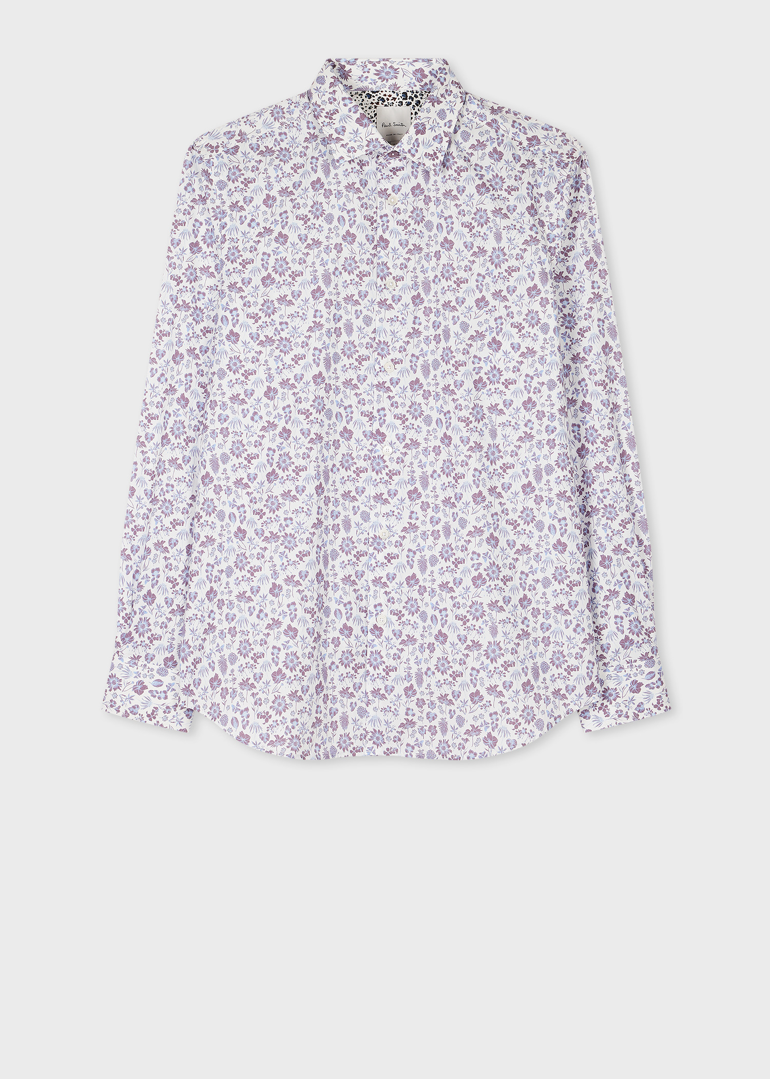 White Tailored-Fit 'Pencil Floral' Shirt - 1