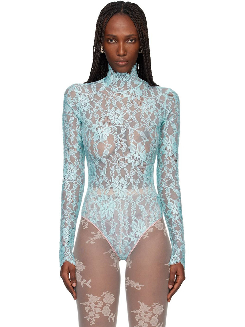 Blue Floral Lace Bodysuit 1