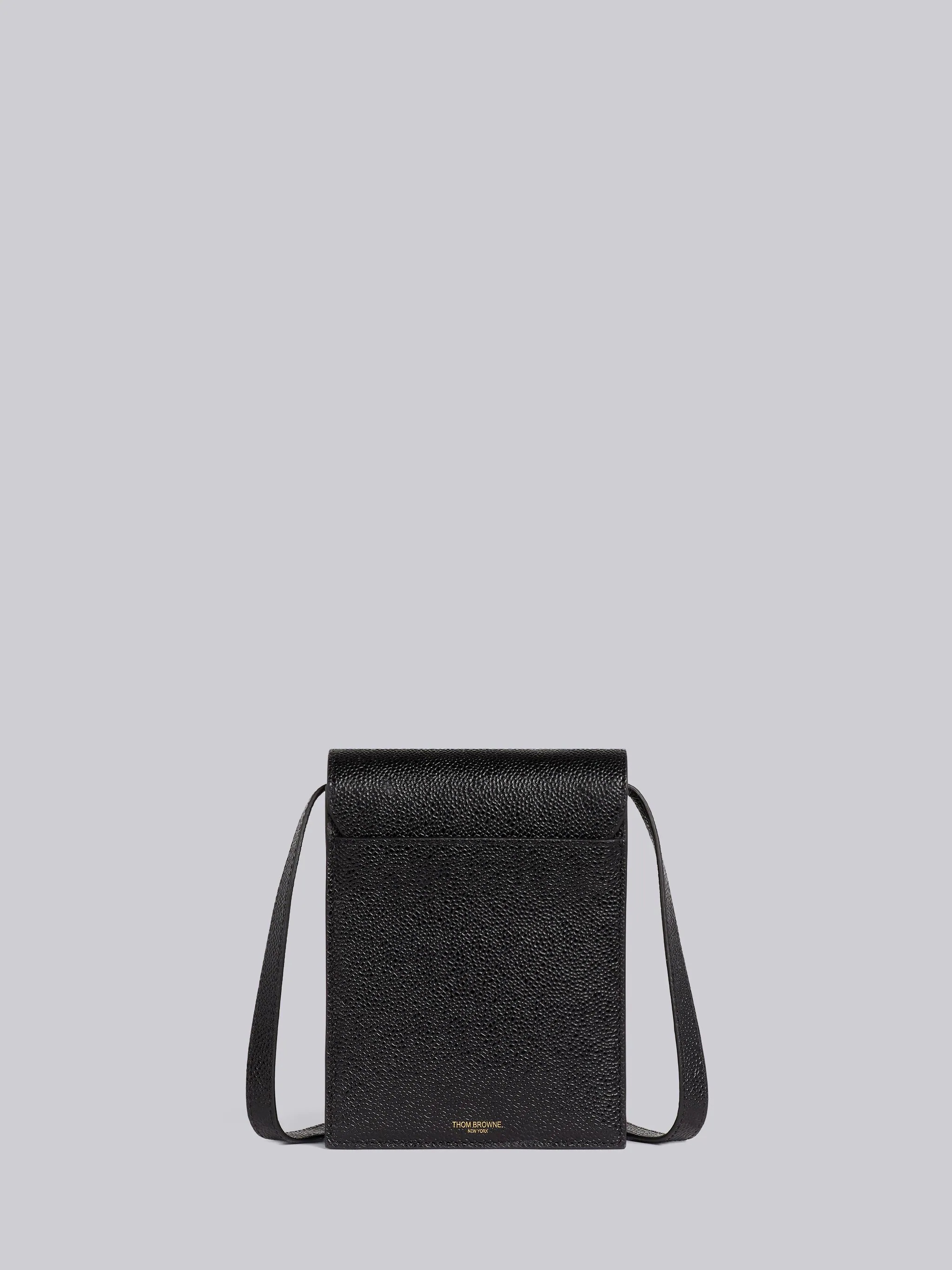 Black Pebble Grain Leather Mr. Thom Phone Holder With Strap - 3