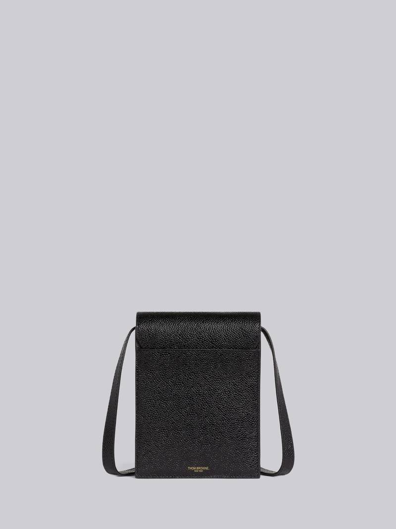 Black Pebble Grain Leather Mr. Thom Phone Holder With Strap 3