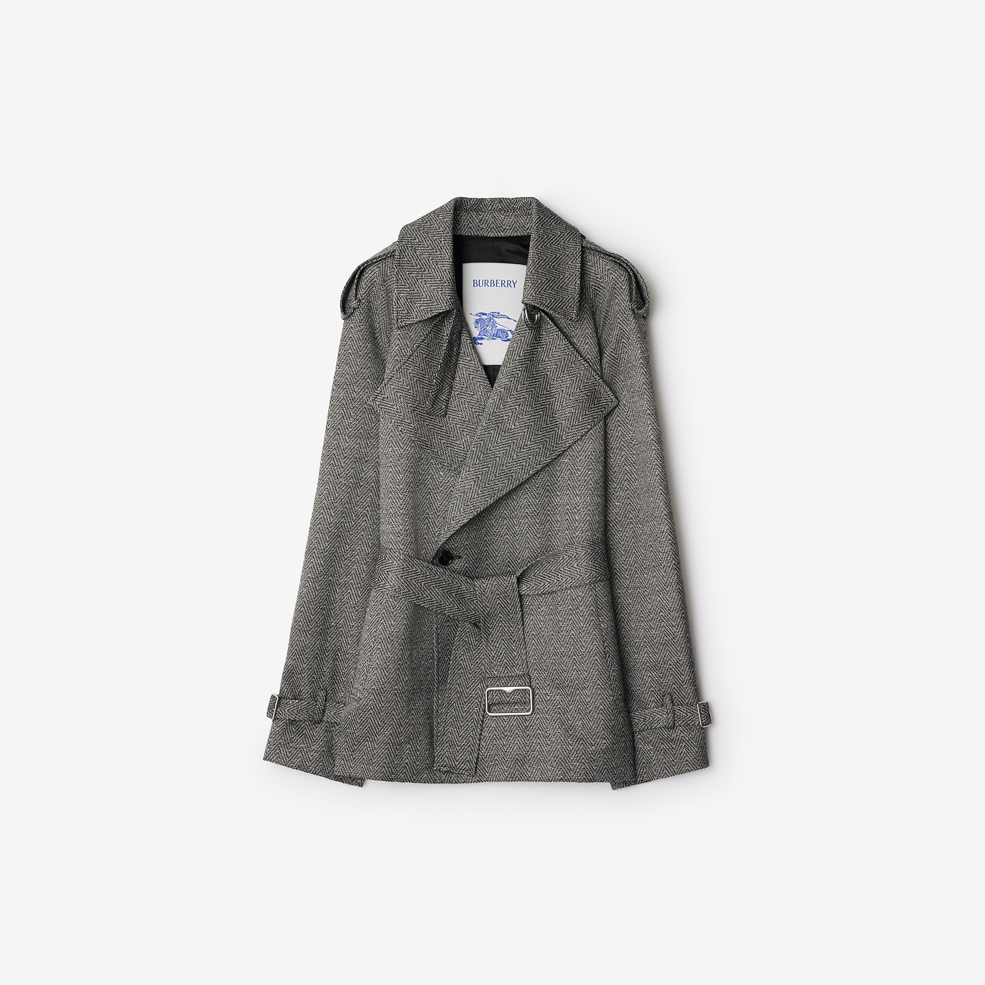 Wool Silk Trench Jacket - 1