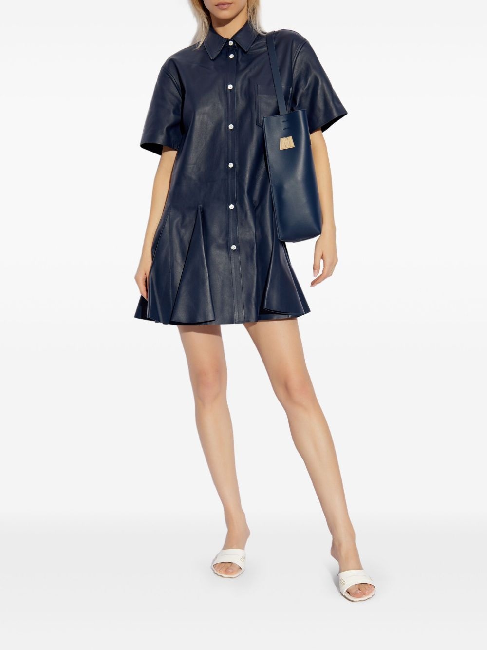 leather shirt dress - 2