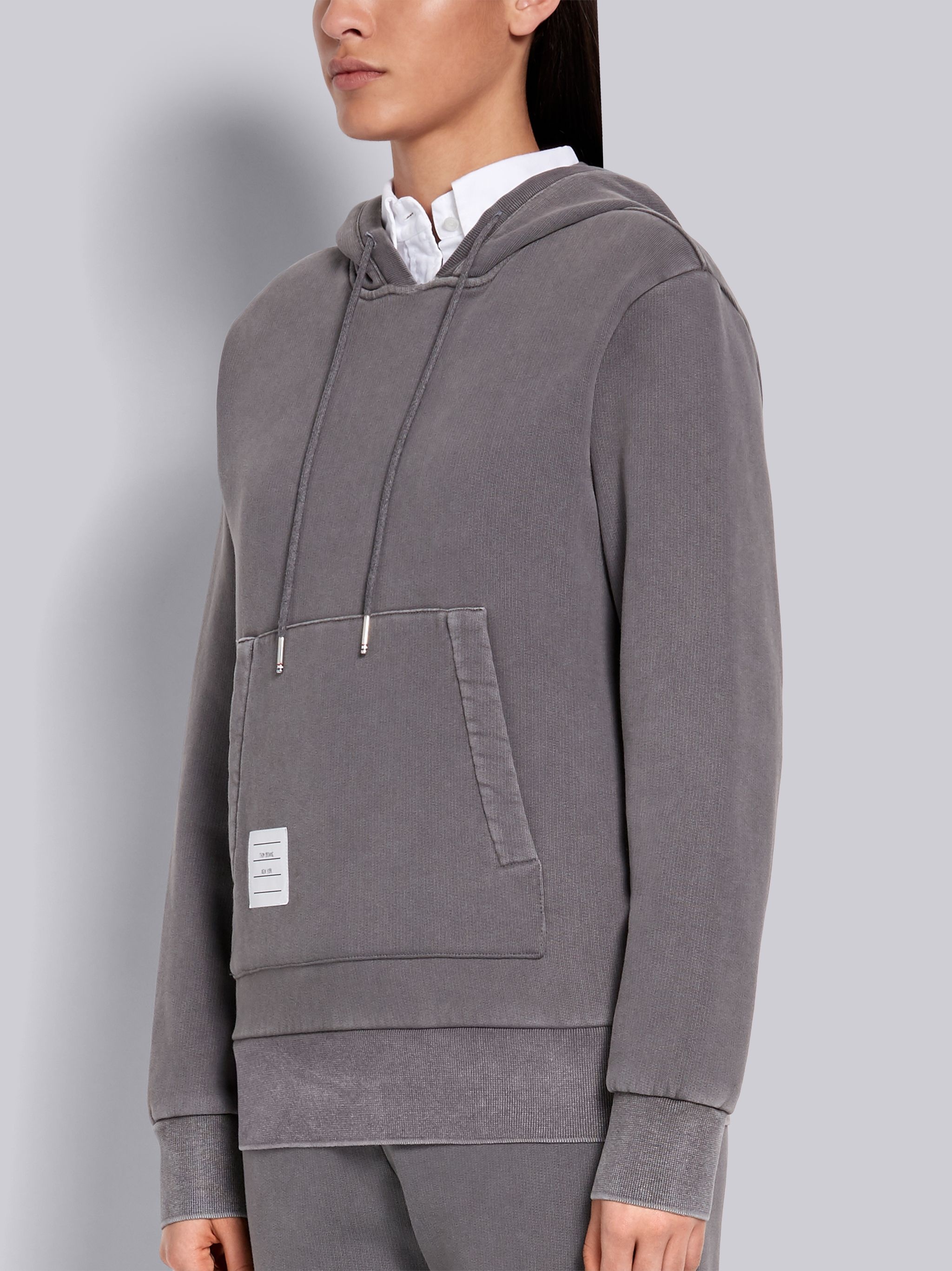 Medium Grey Classic Loopback Garment Dyed Relaxed Fit Pullover Hoodie - 2