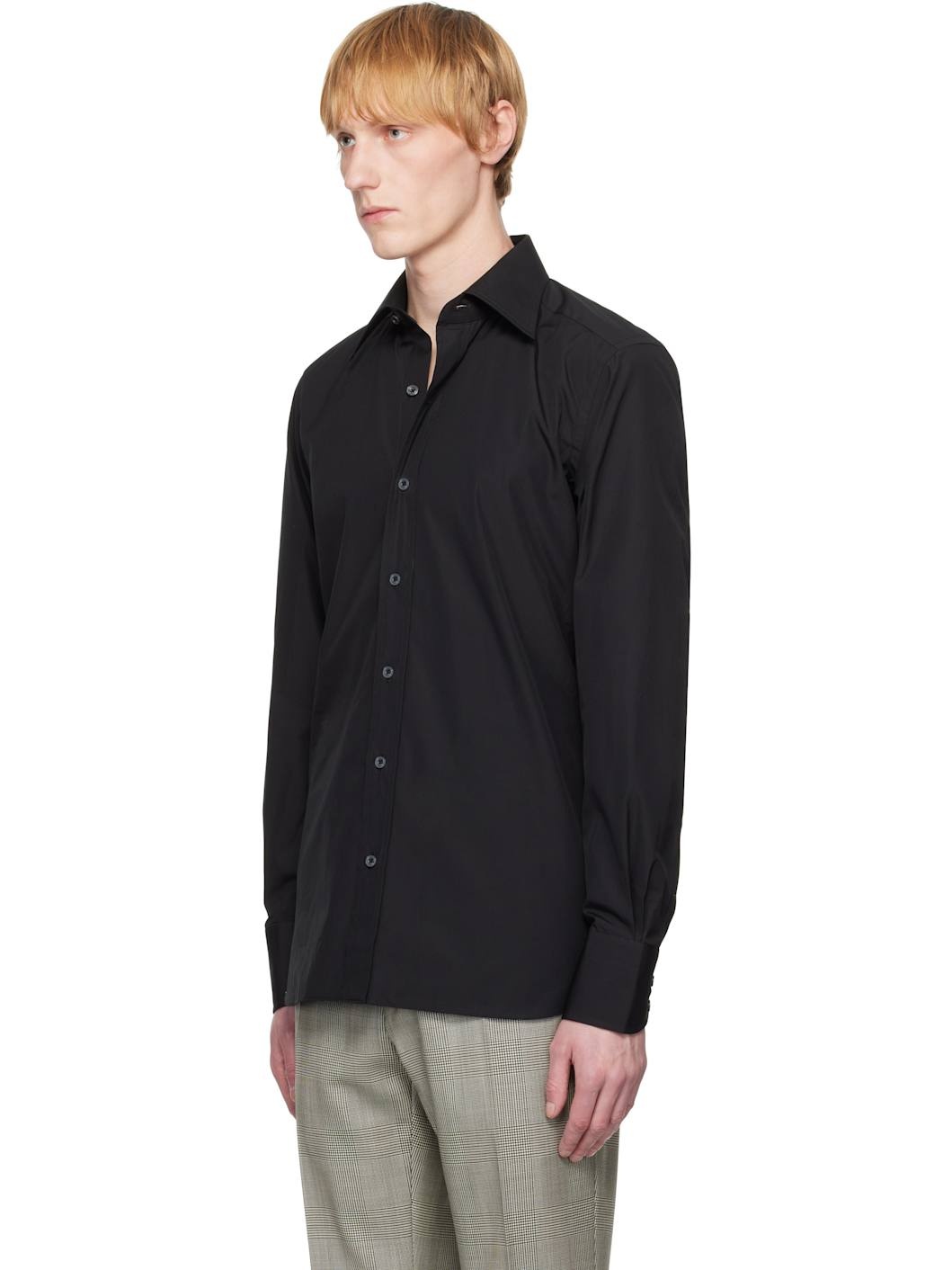 Black Poplin Slim Fit Shirt - 4
