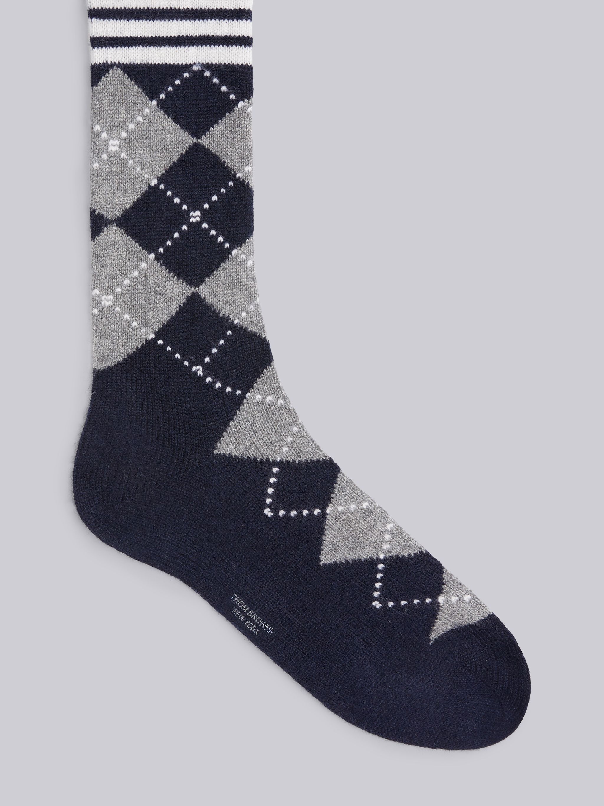 Fun-Mix Cashmere Argyle Intarsia Over the Calf 4-Bar Socks - 2