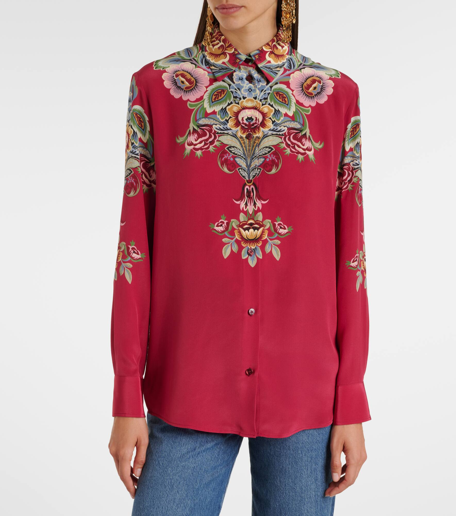 Floral silk crêpe shirt - 6
