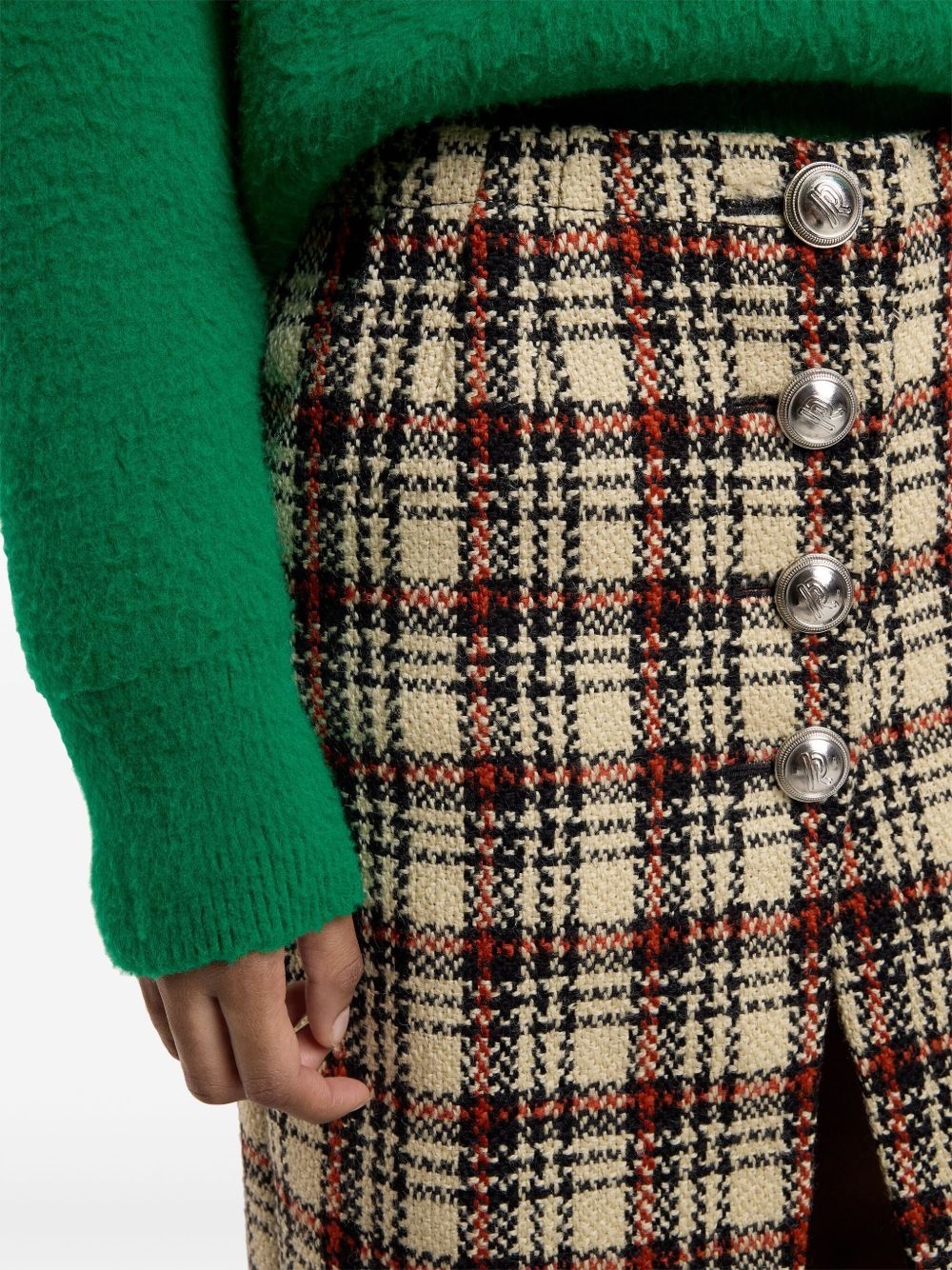 tartan-pattern midi skirt - 5