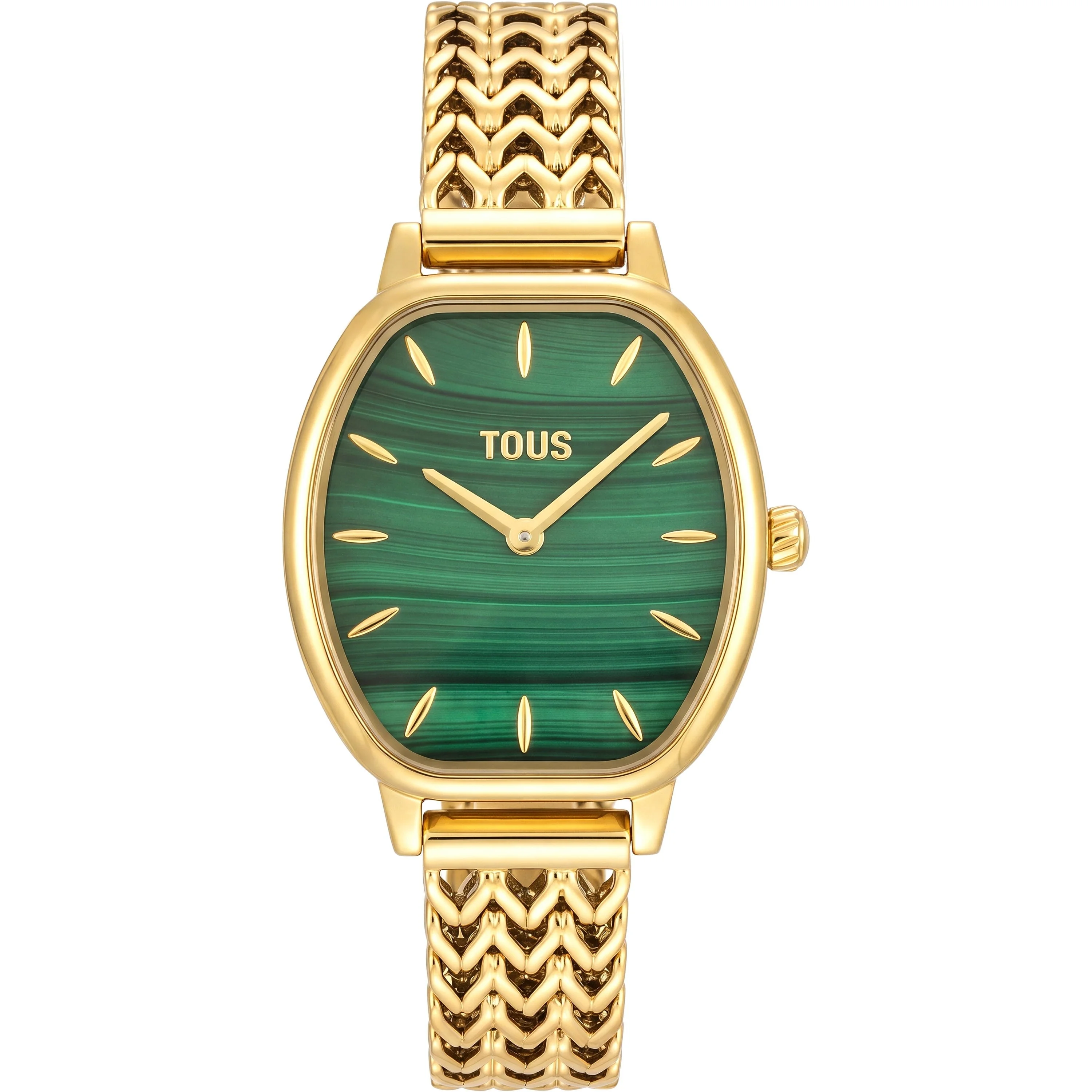 Analog watch with gold-colored steel bracelet and malachite TOUS Osier - 1