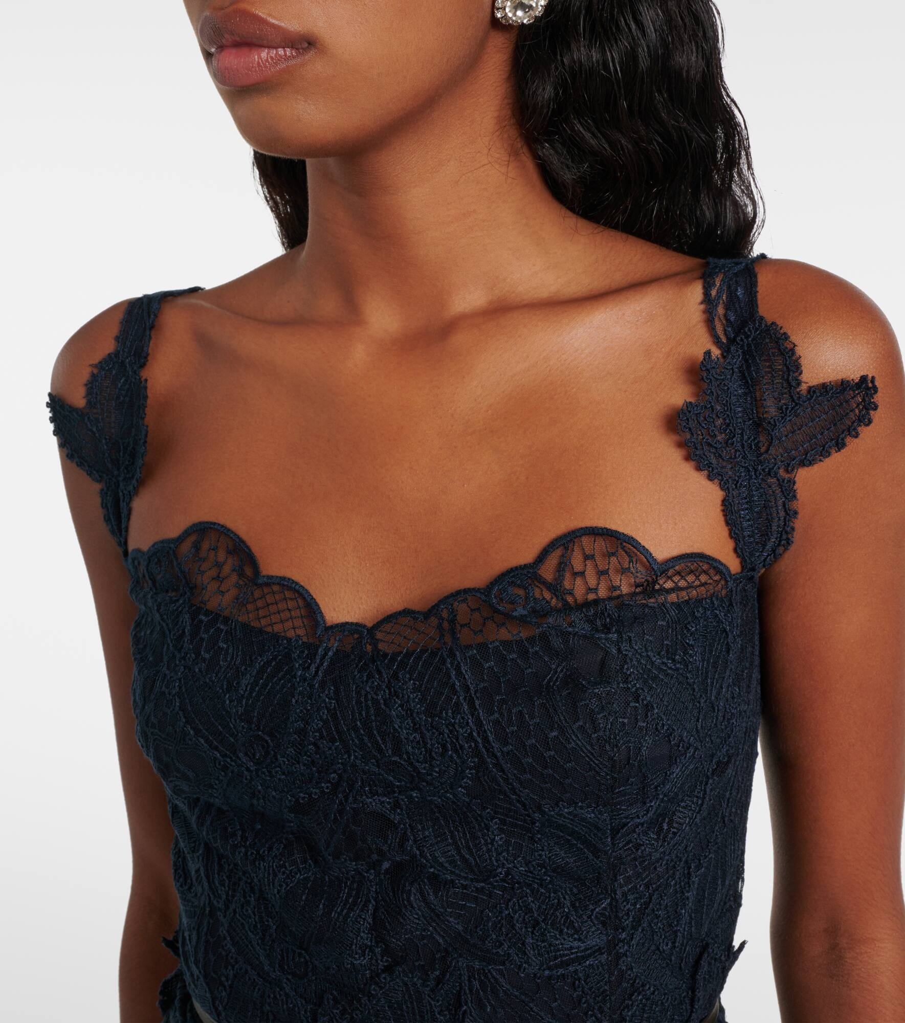 Floral lace midi dress - 4