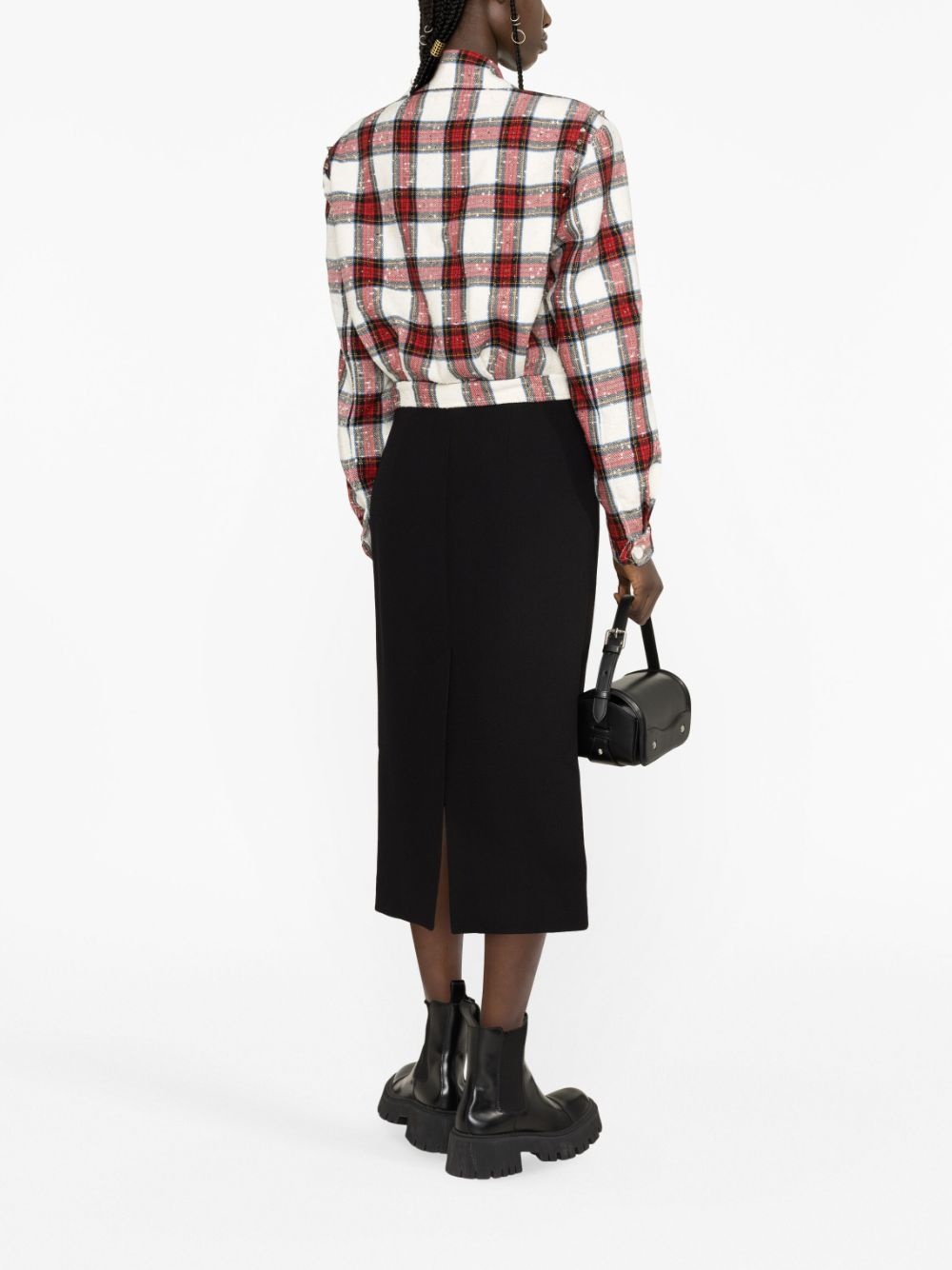 checked cropped jacket - 4