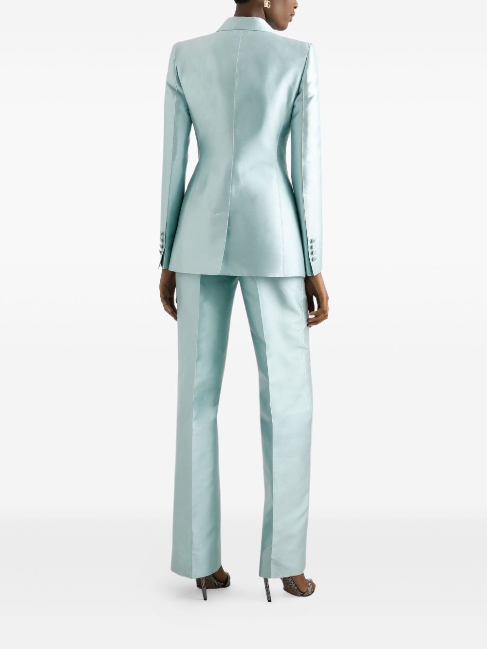 double-breasted satin blazer - 3