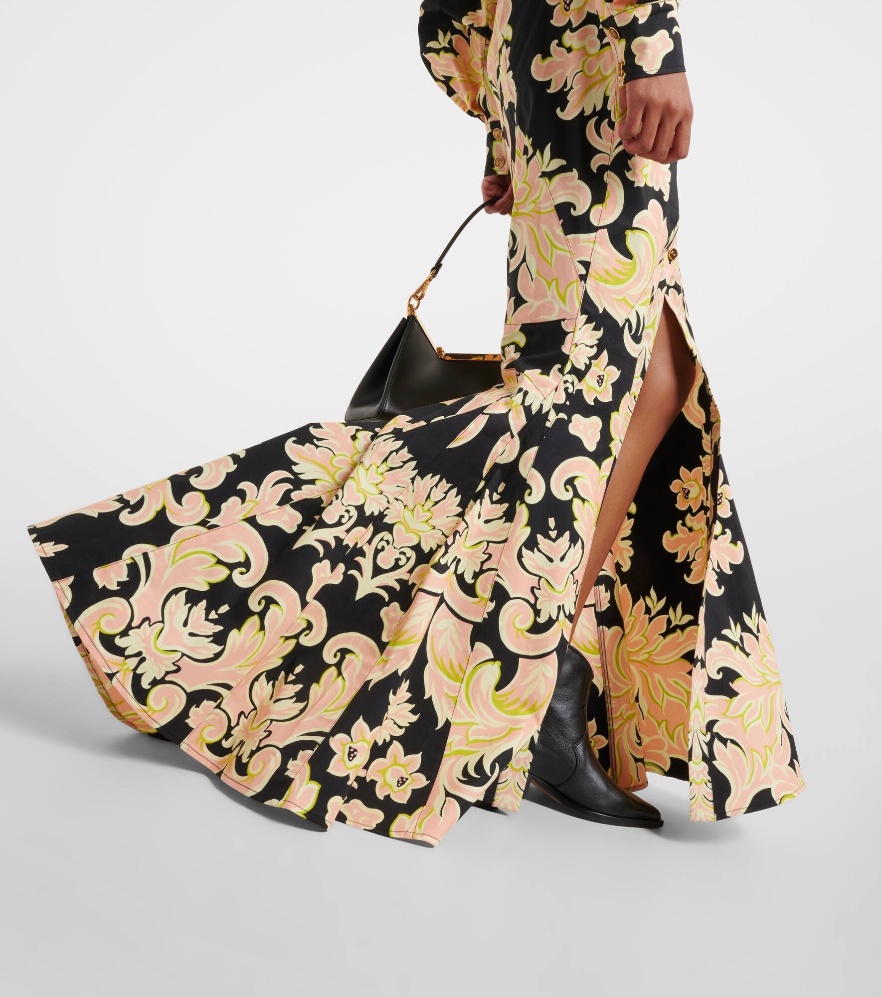 Printed cotton-blend maxi shirt dress - 5