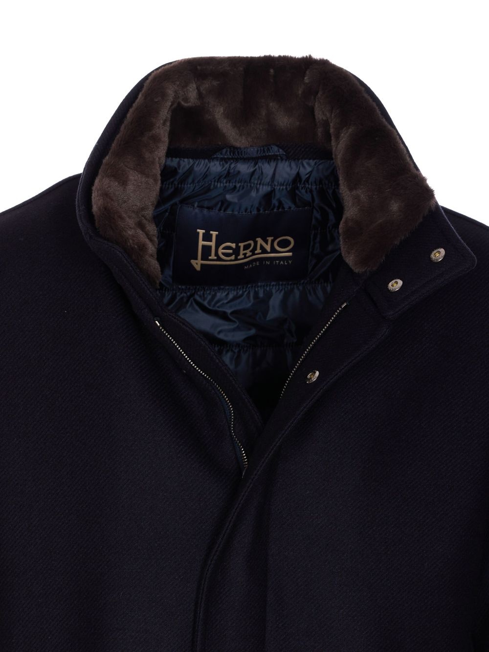 shearling-collar zip-up coat - 3