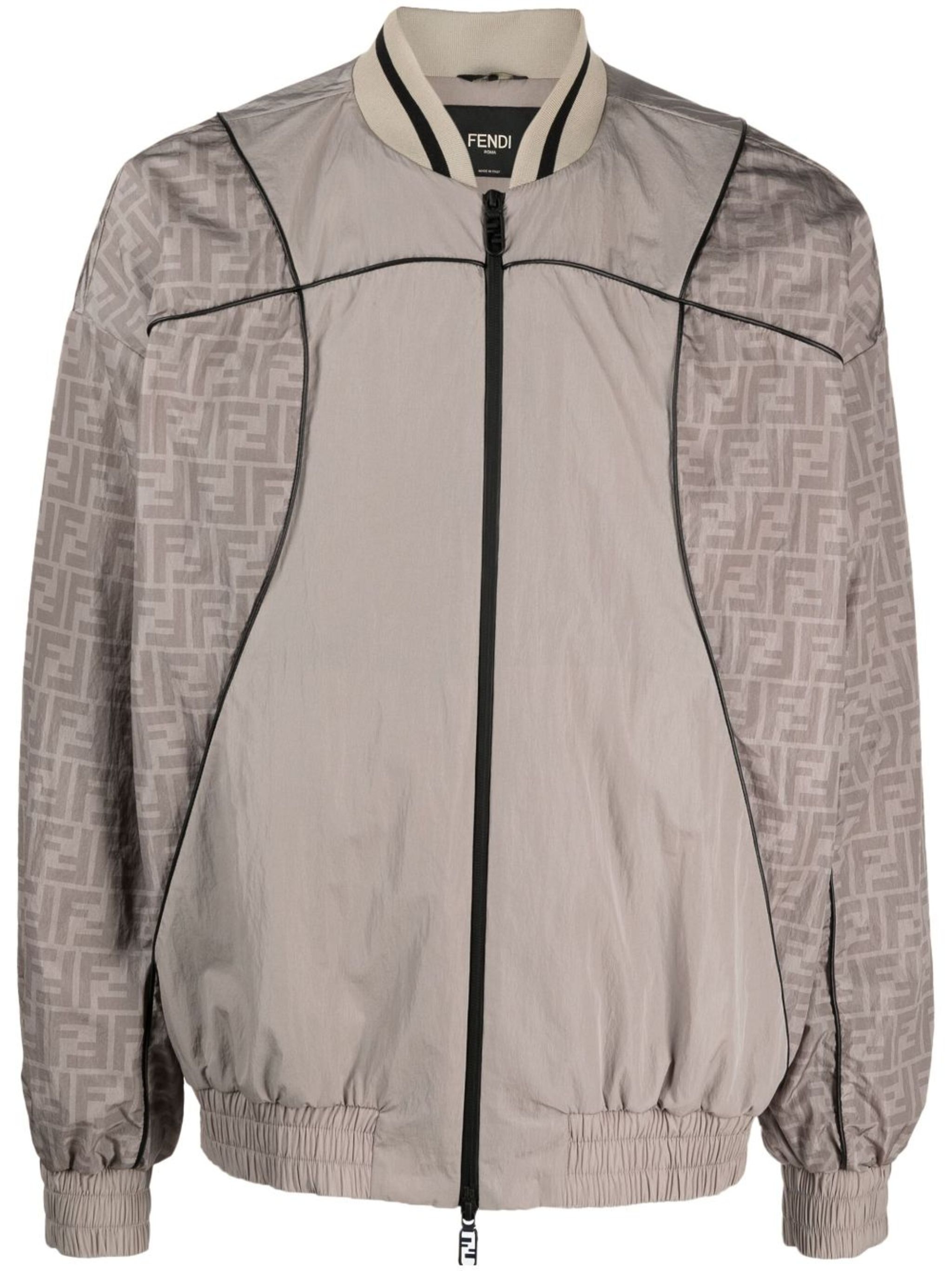 Men's Windbreaker Nylon Bomber Jacket With Monogram by Fendi