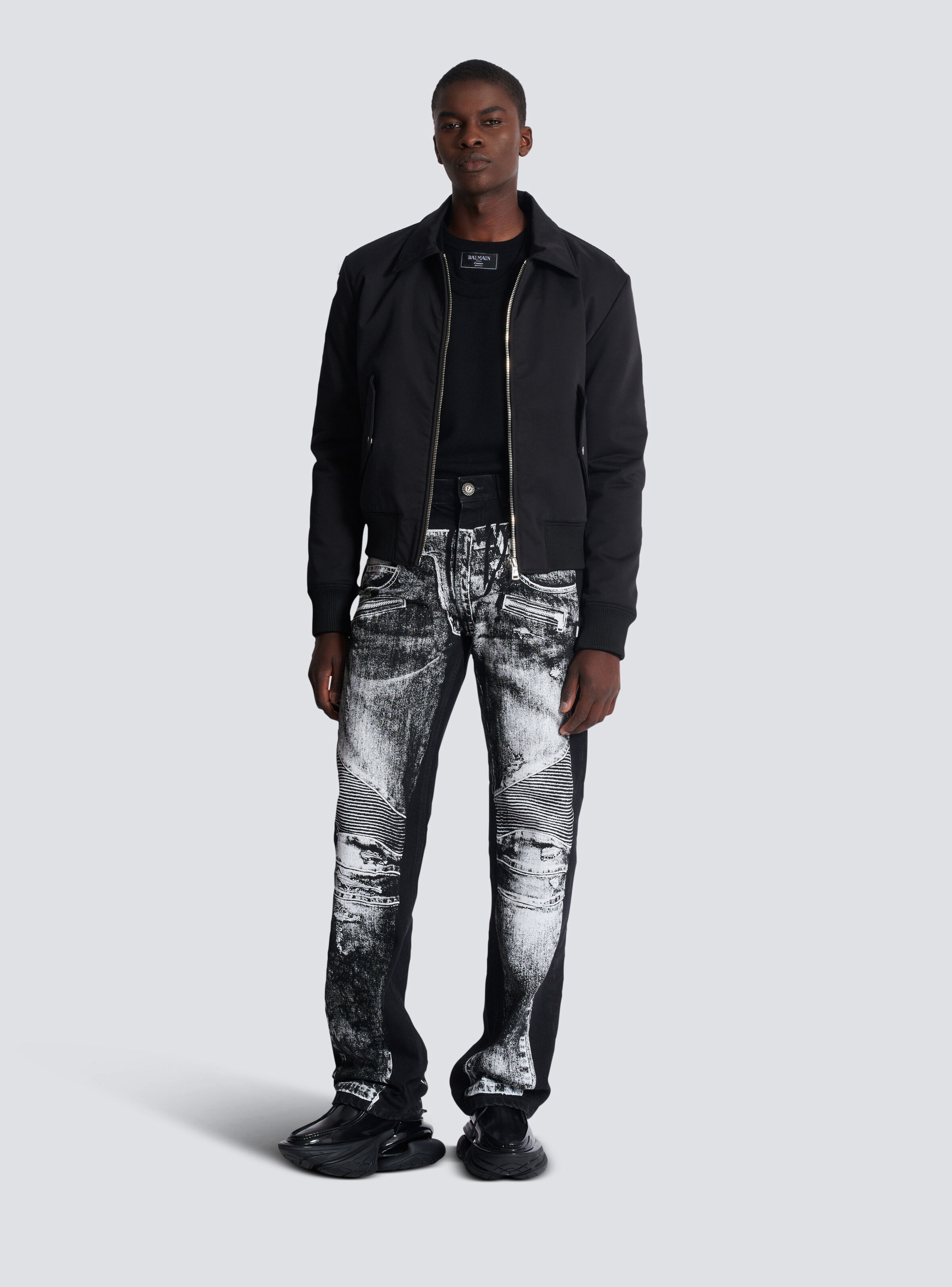 Loose-fit denim jeans with a biker print - 2