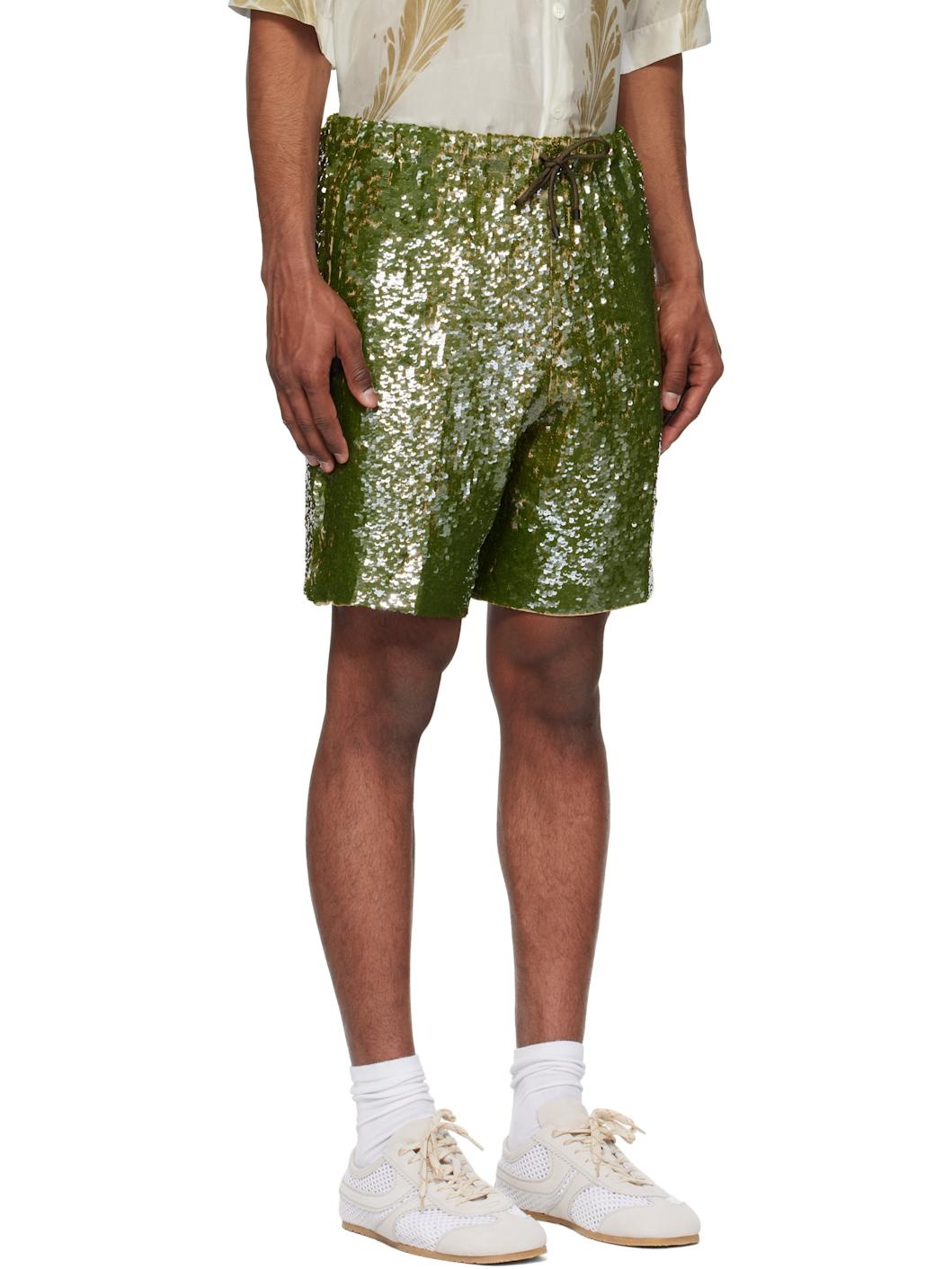 Khaki Sequinned Shorts - 2
