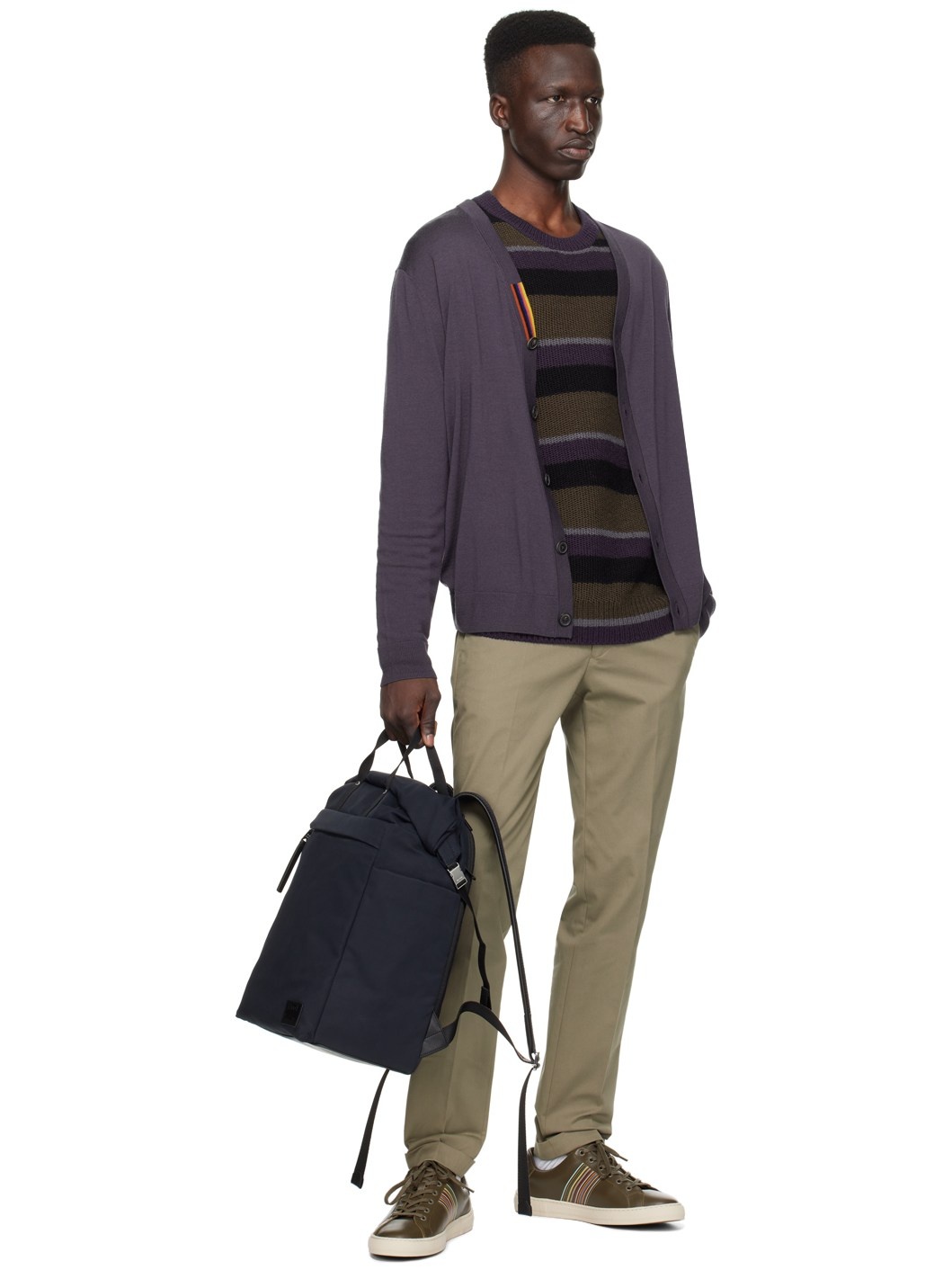Navy Cotton-Blend Canvas Backpack - 4