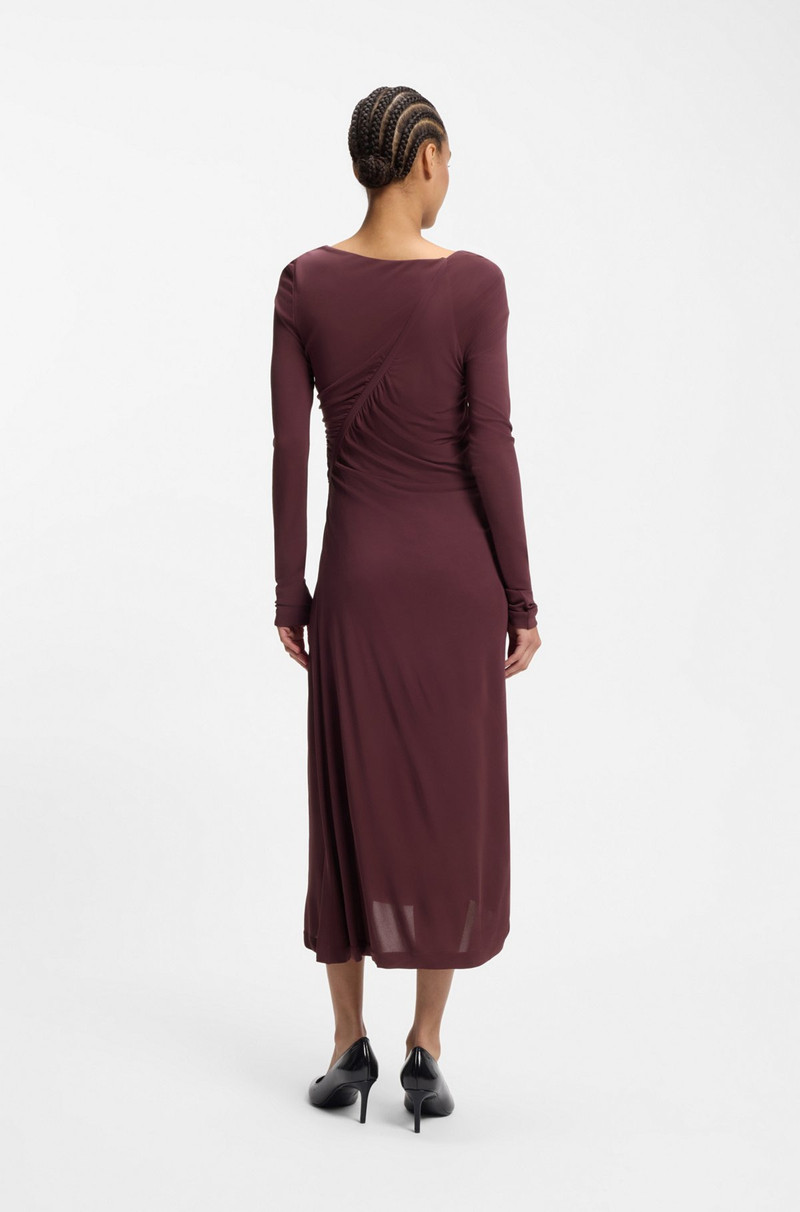 LONG-SLEEVED DRESS IN MATTE JERSEY WITH GATHERED DETAILS 5