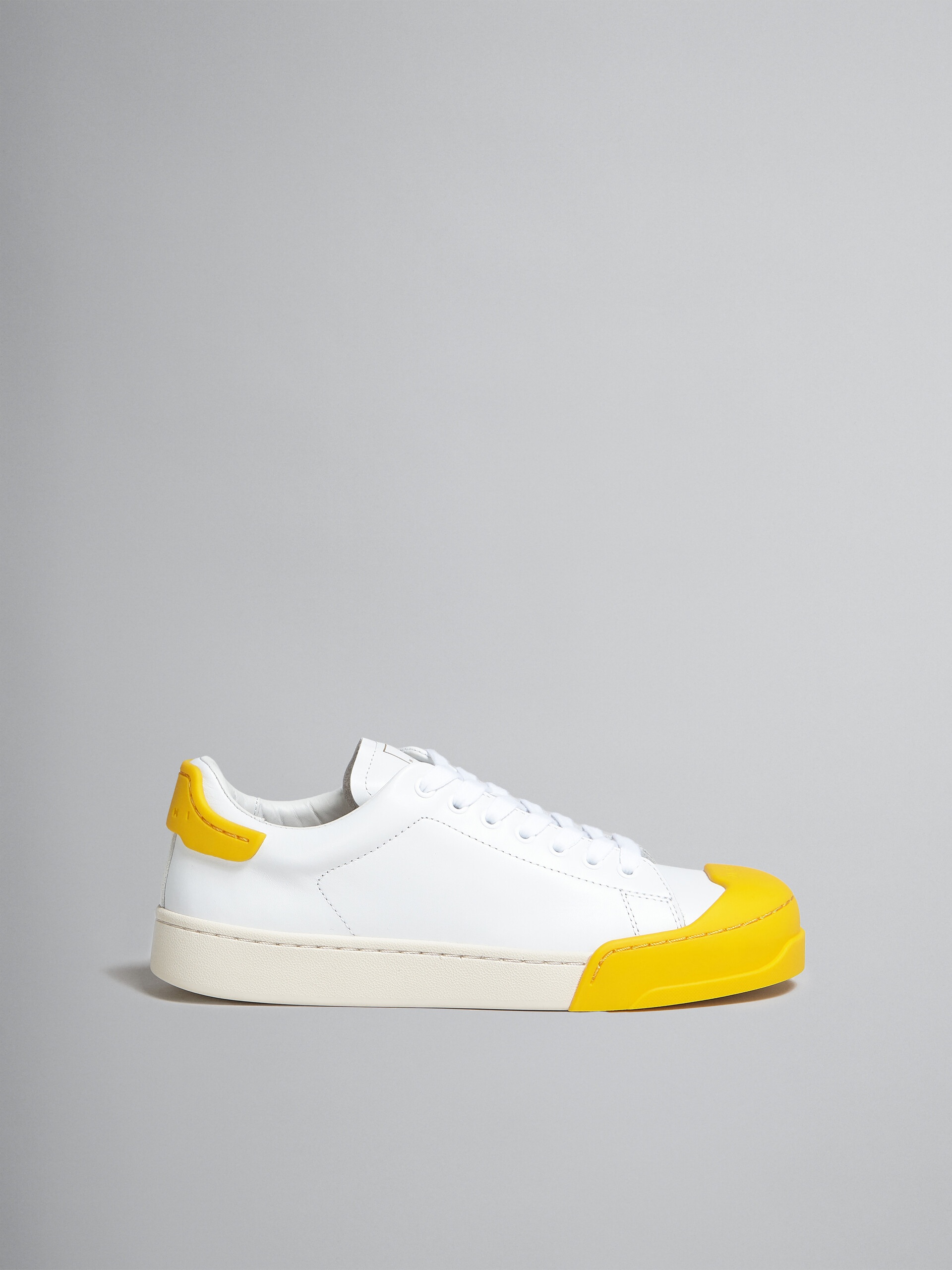 DADA BUMPER SNEAKER IN WHITE AND YELLOW LEATHER - 1