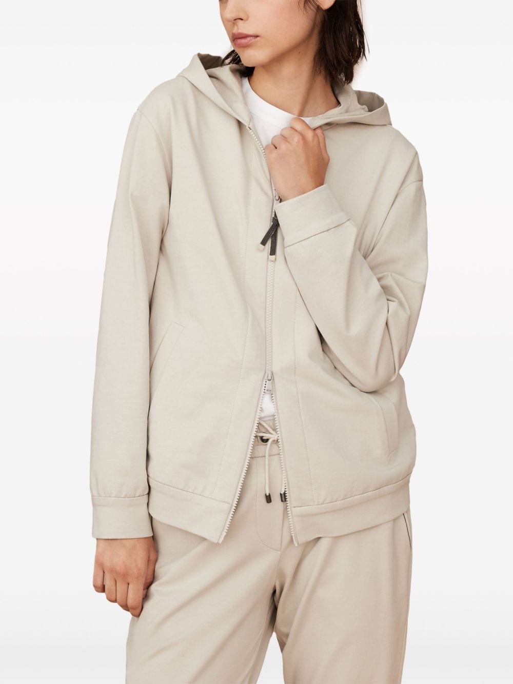 Monili bead-embellished zip hoodie - 3