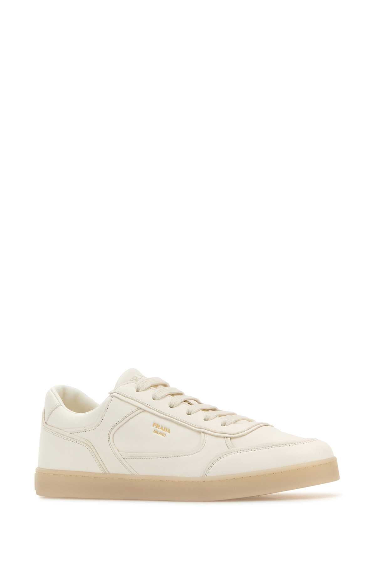 Prada Men White Leather Sneakers - 2