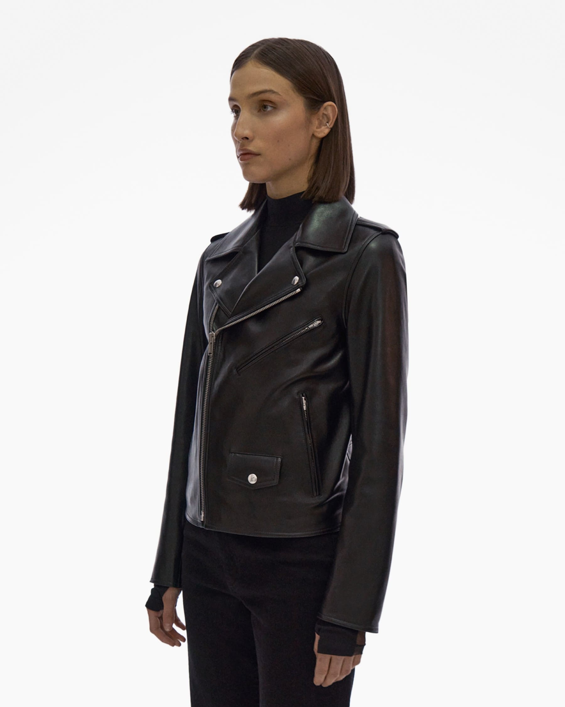 LEATHER BIKER JACKET - 5