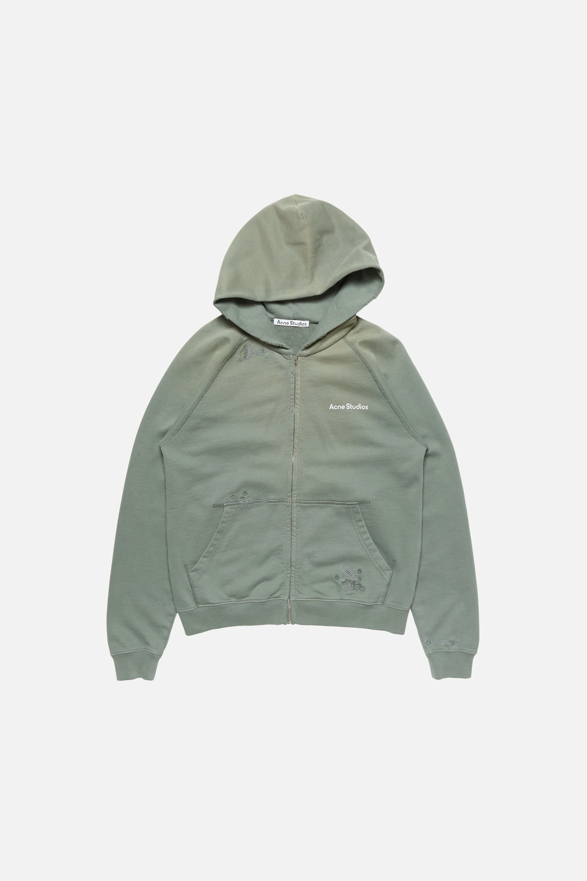 Mended fleece hoodie - Slate grey - 1
