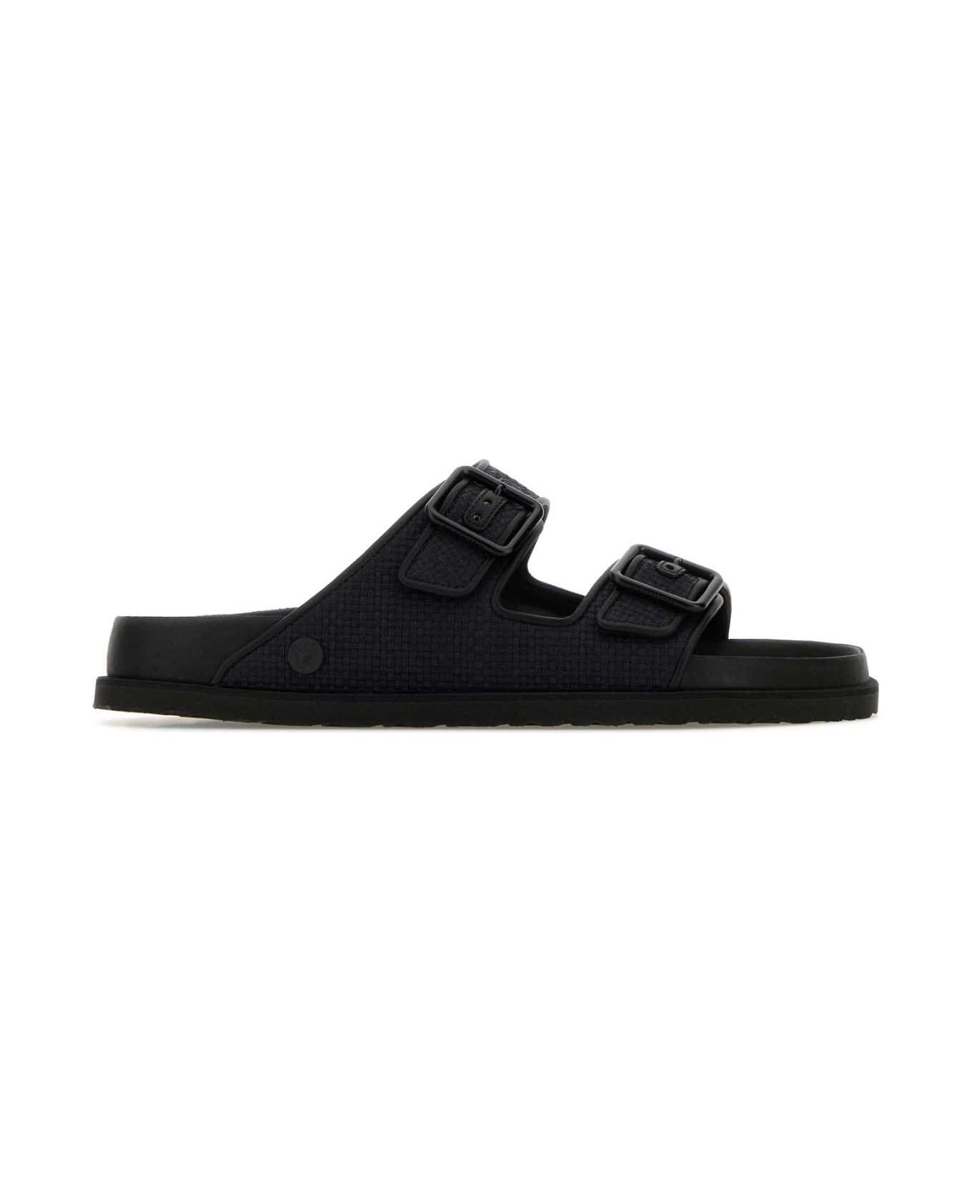 Black Raffia Arizona Slippers - 1