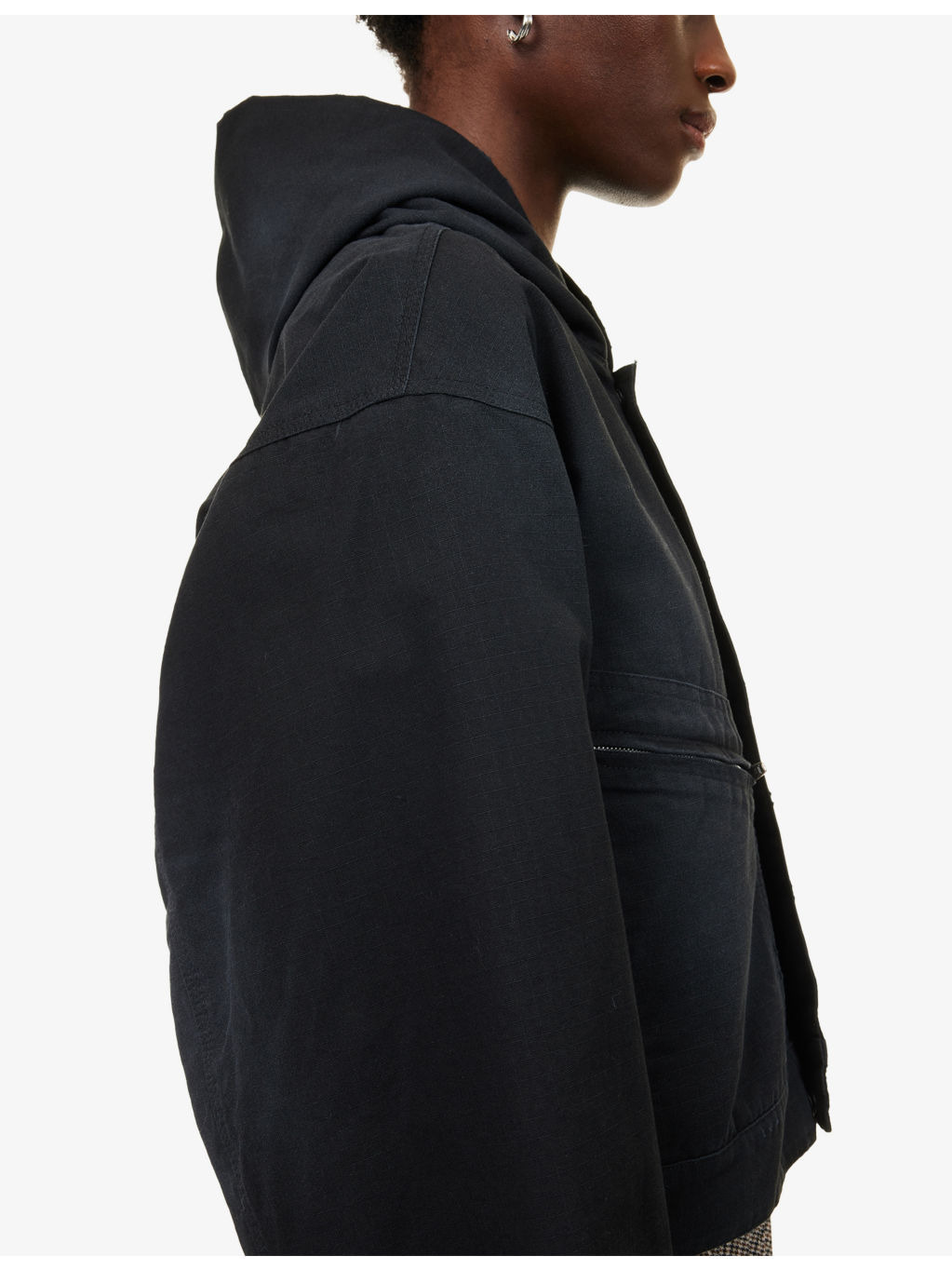 Hooded Cropped Cotton Jacket - 5