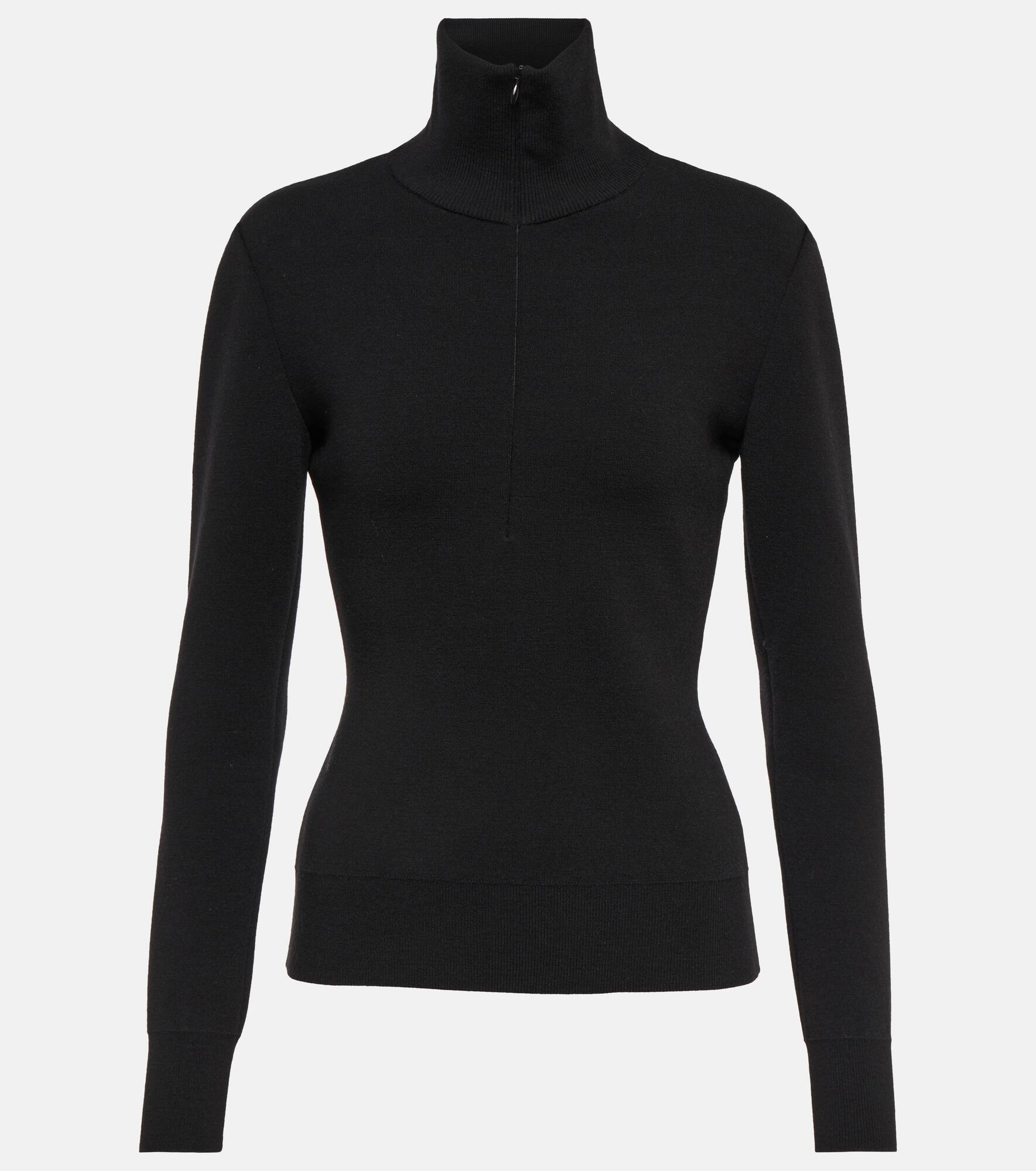 High-neck wool-blend top - 1