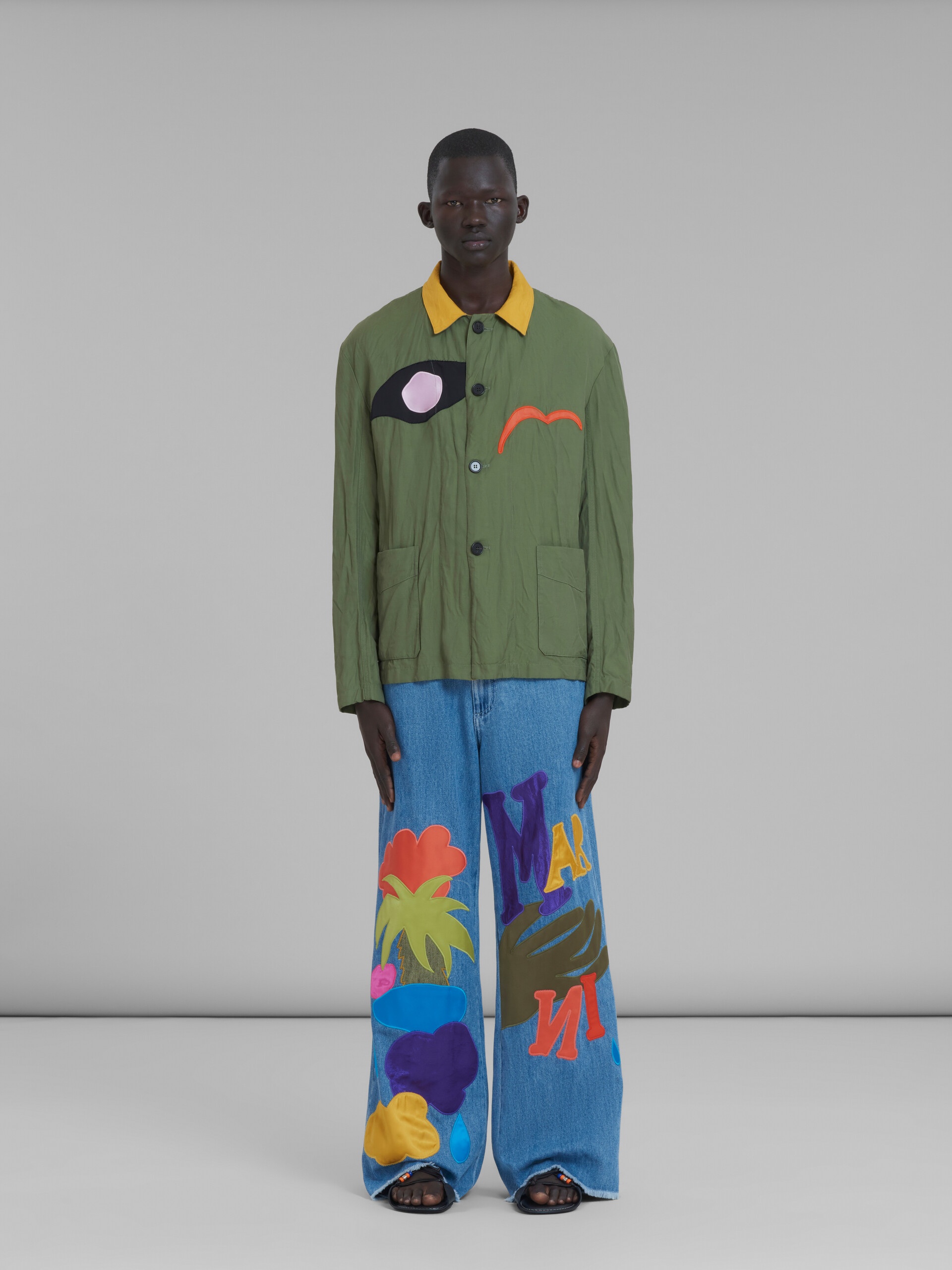 MARNI X NO VACANCY INN - GREEN GABARDINE JACKET WITH EMBROIDERED PATCHES - 2