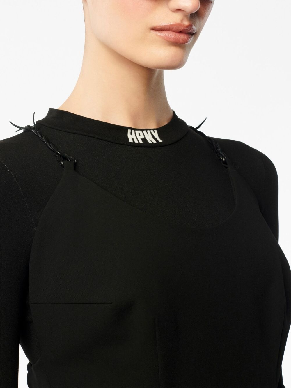 logo-patch criss-cross strap dress - 5