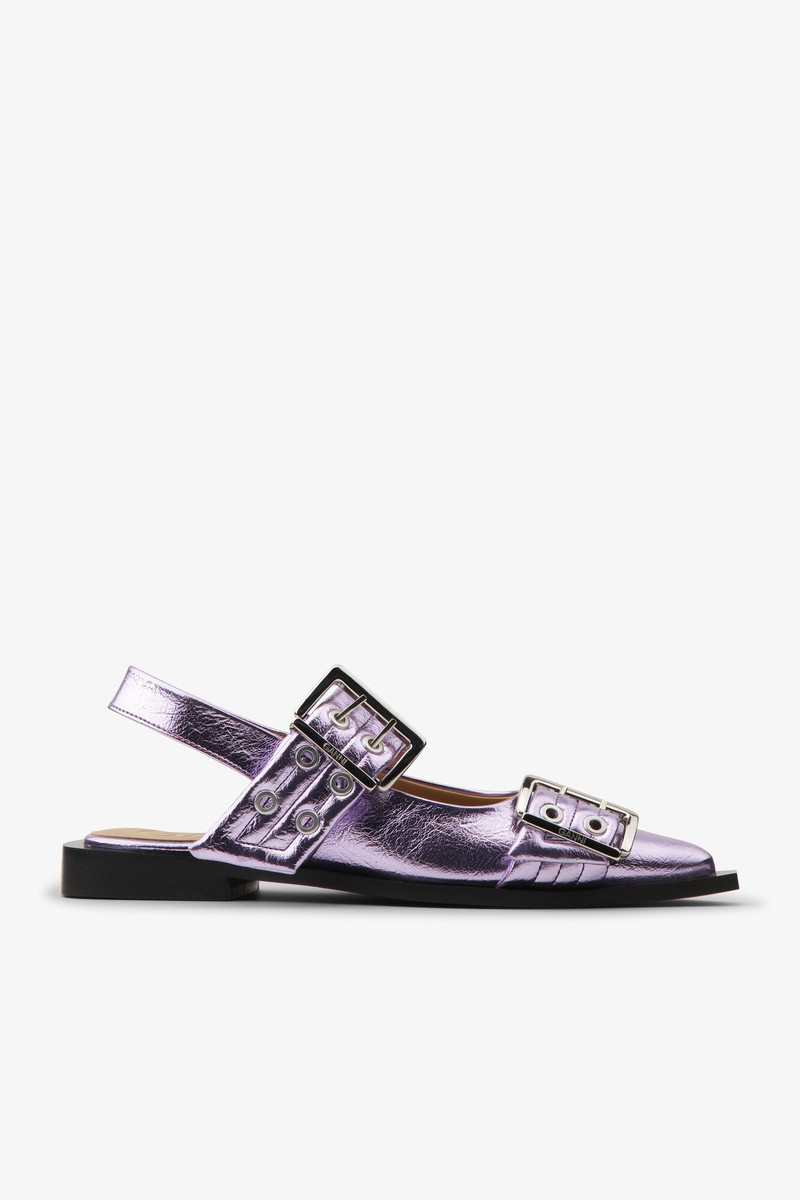 PINK METALLIC FEMININE BUCKLE BALLERINAS 1