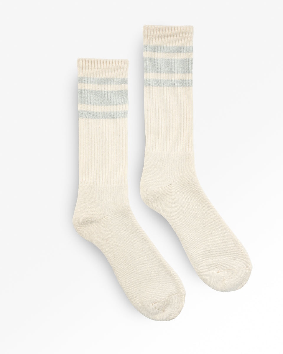 DECKA SHOWATABÉ ORGANIC '80S SKATER SOCKS - ECRU X BLUE - 1