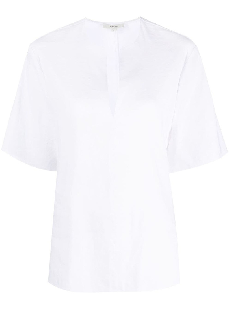 split-neck short-sleeved blouse 1