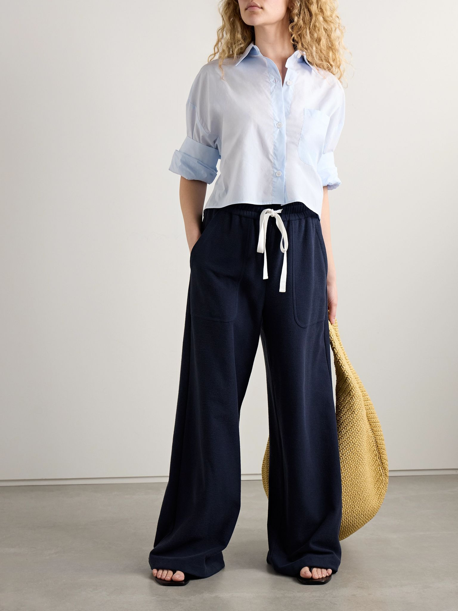 Next Ex cropped cotton-poplin shirt Light blue - 2