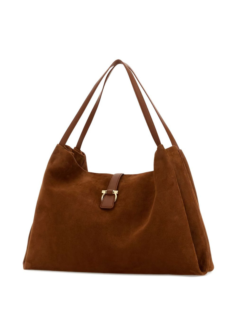 Gancini-detail suede shoulder bag 3