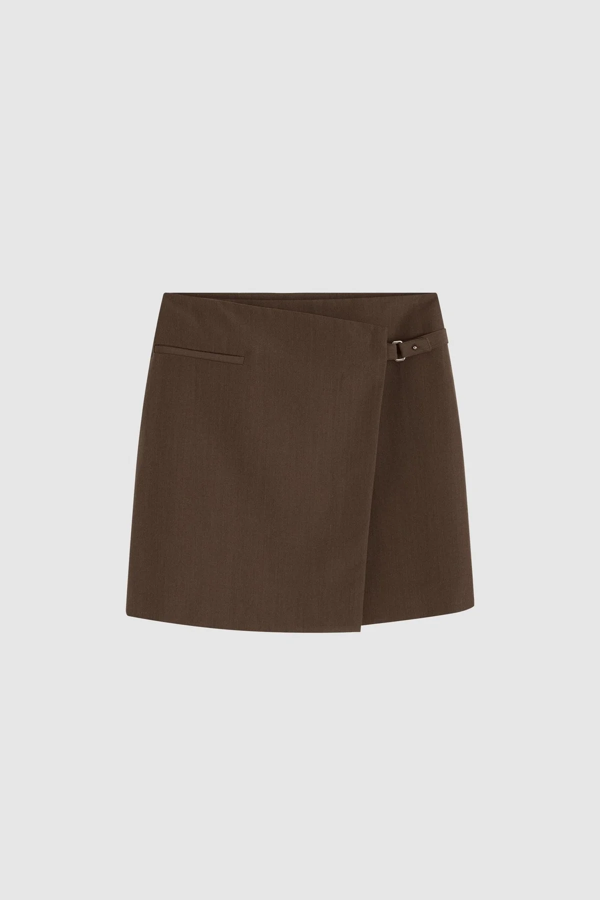 Silk Canvas Wrap Skirt - Mud - 1