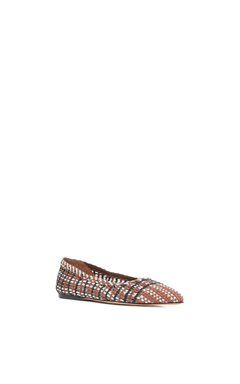 Aurora Braided Flat Shoe in Cognac Multi Leather 2