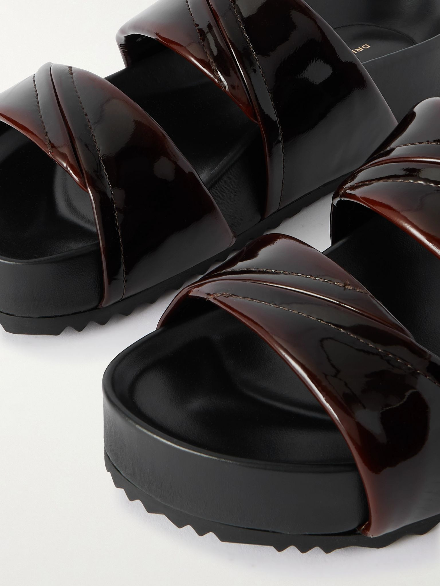 Patent-leather platform slides Dark brown - 4
