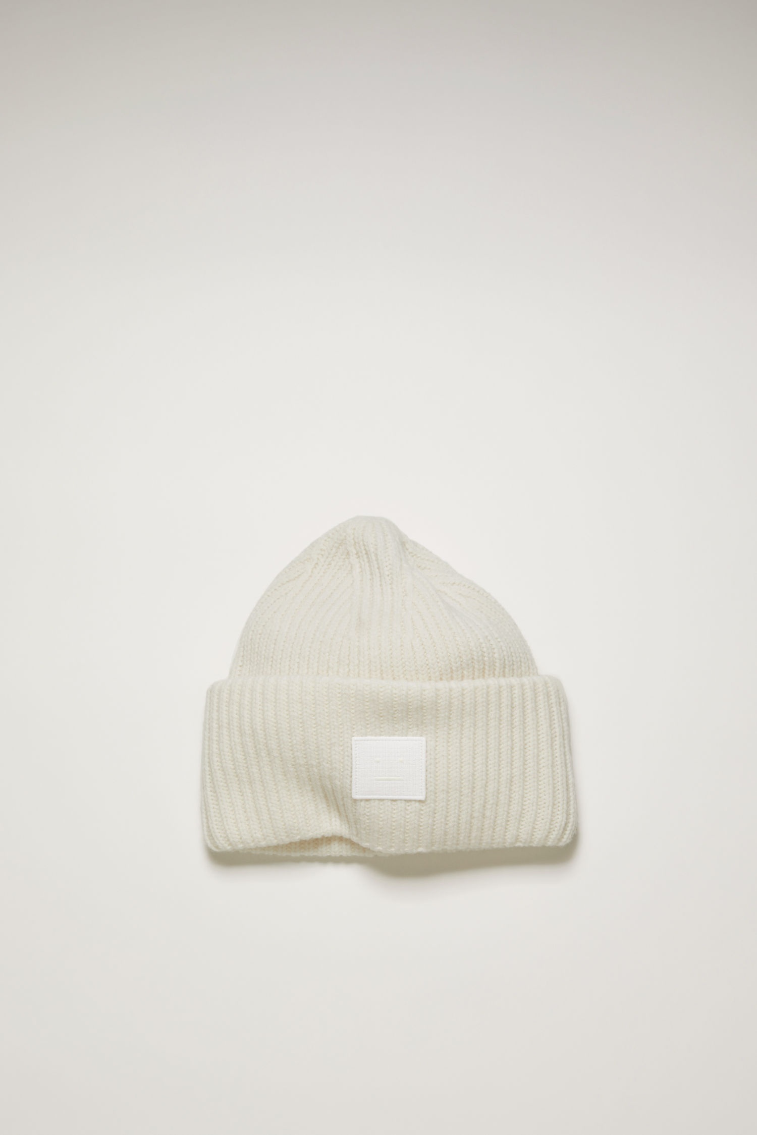 Rib knit beanie hat optic white - 1