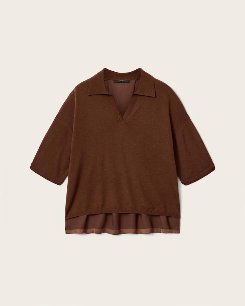 BERN SHORT SLEEVE WOVEN WOOL POLO - 1