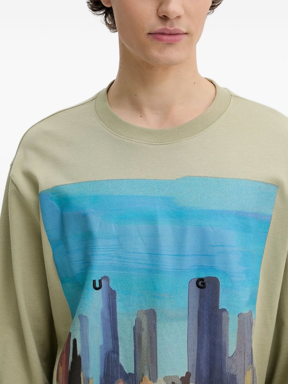cityscape-print long-sleeve T-shirt - 4