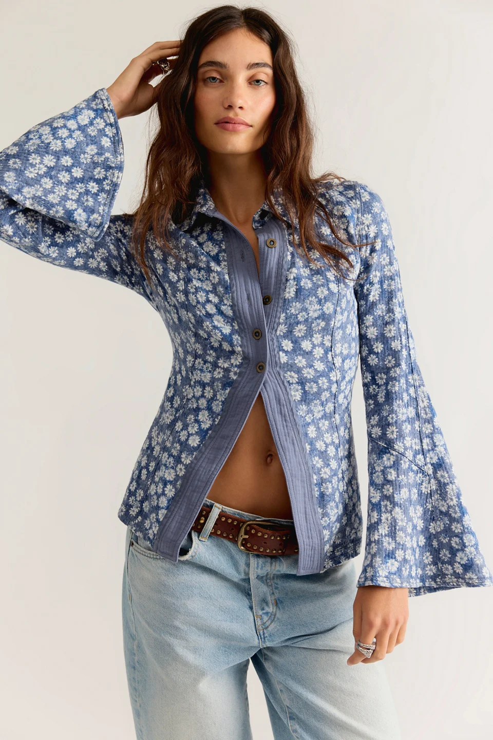We The Free Mod Mix Printed Button Down Top - 1