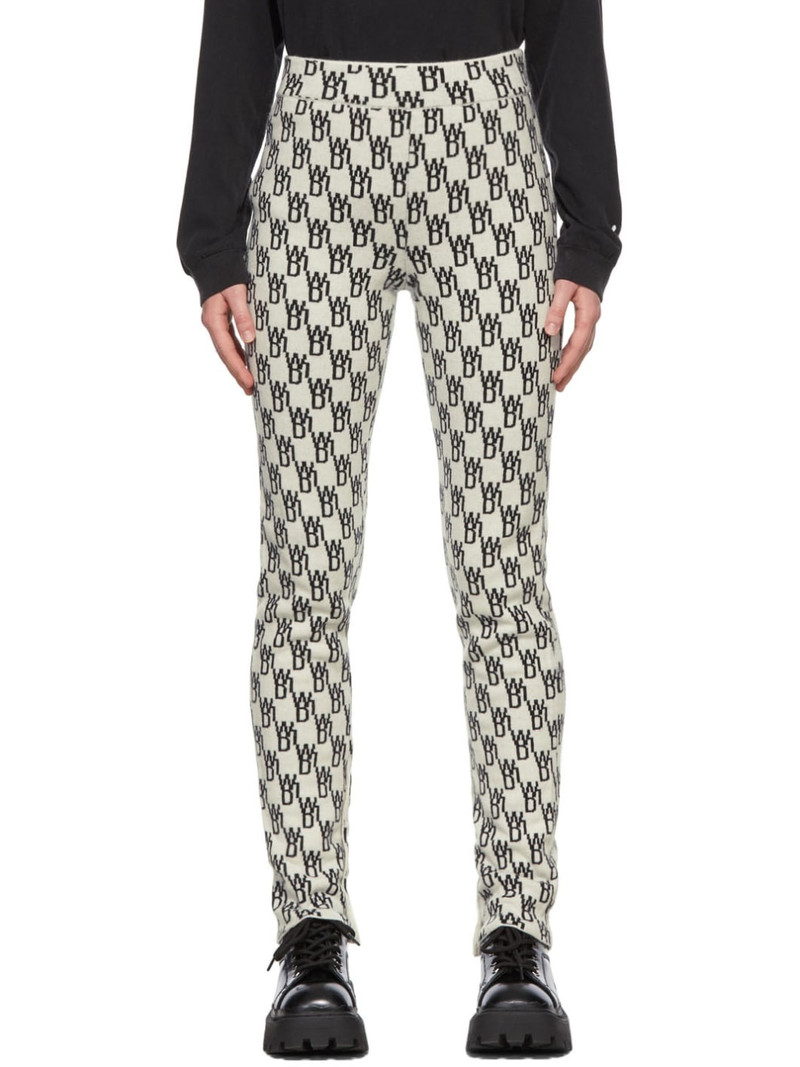 White Wool & Cashmere Knit Logo Leggings - 1