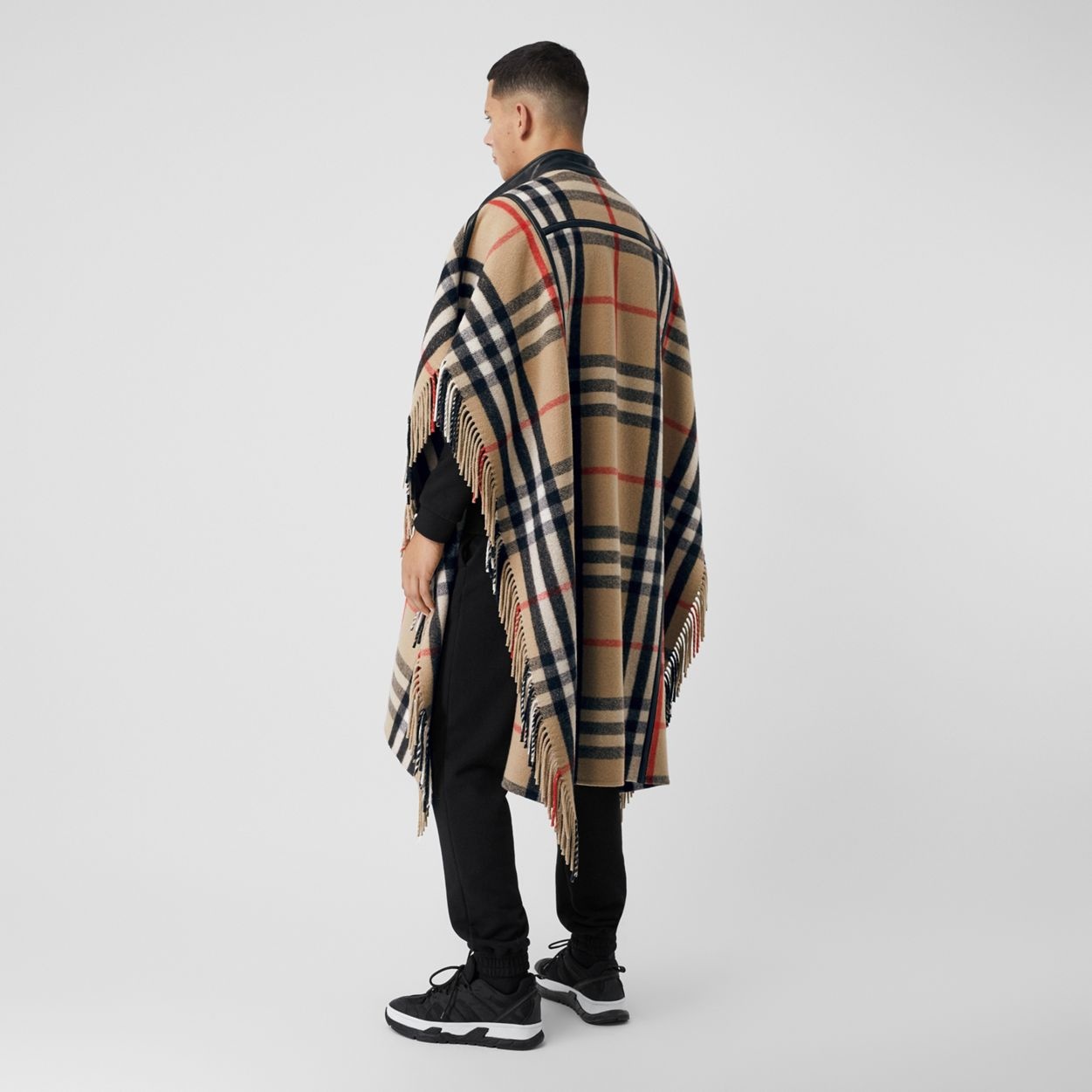 Check Wool Blend Zip-front Cape - 4