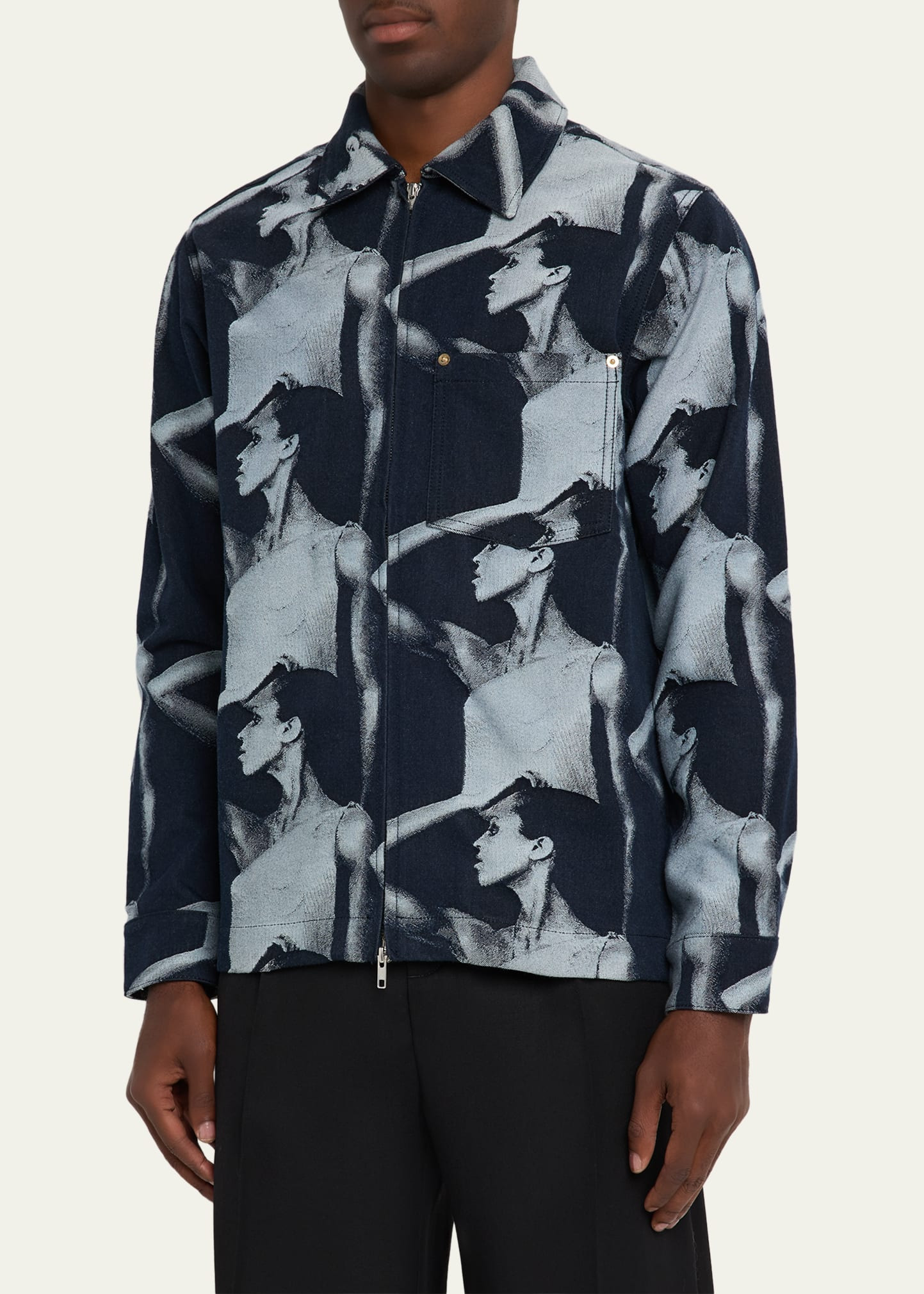 Men's The Jet Magazine-Print Full-Zip Denim Jacket - 4