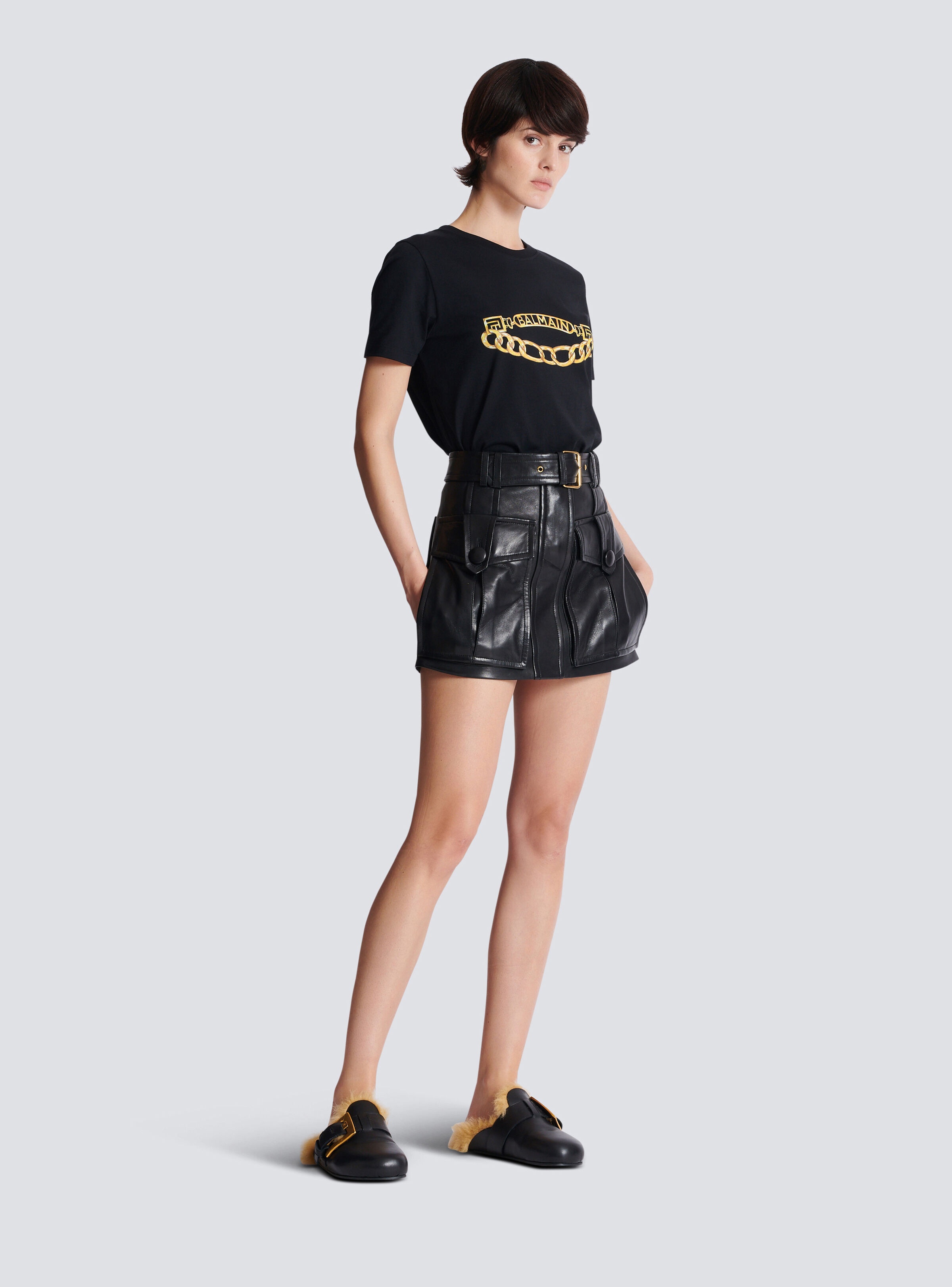Short lambskin skirt - 3
